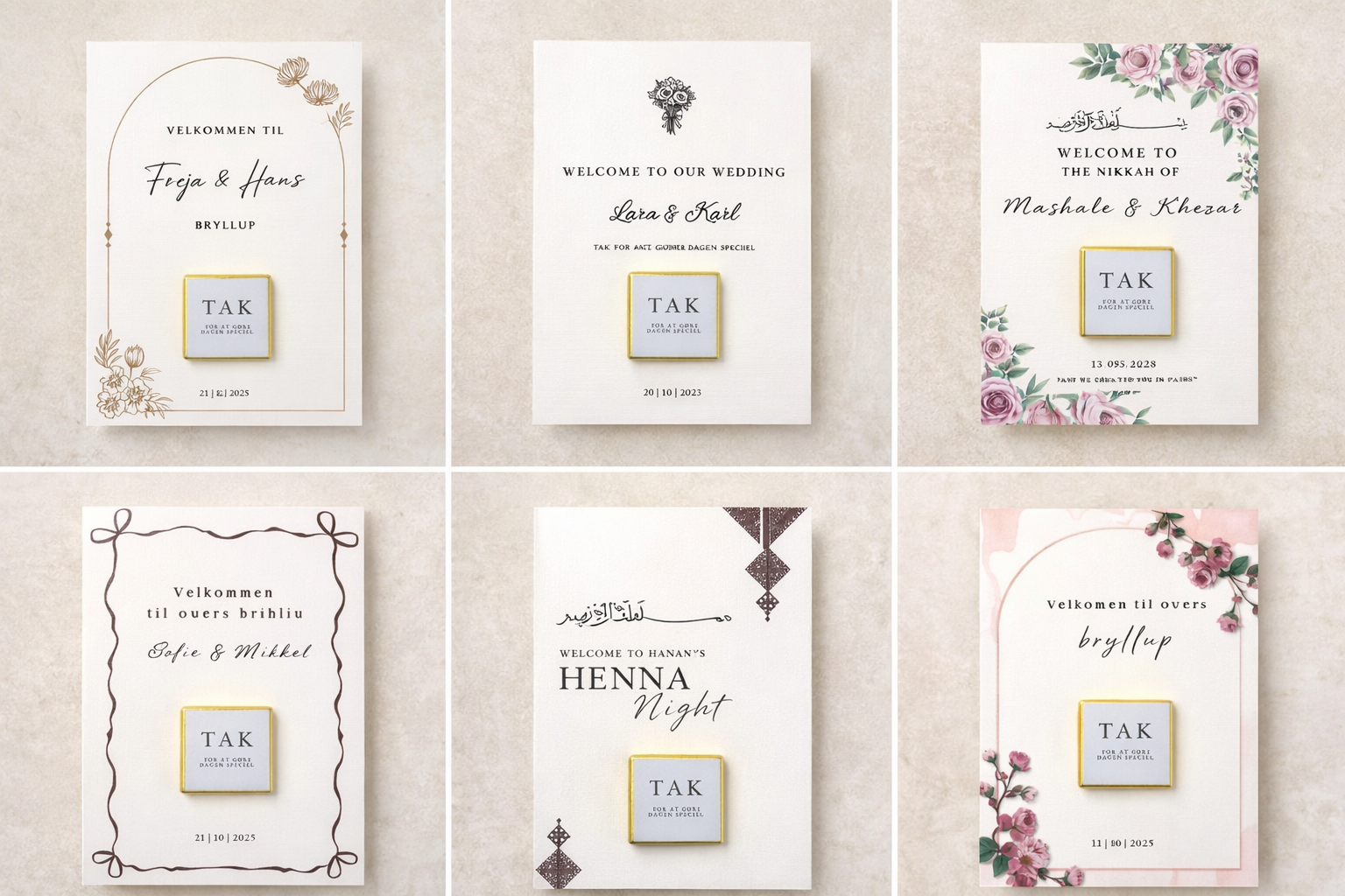 Bryllup - Velkomstkort