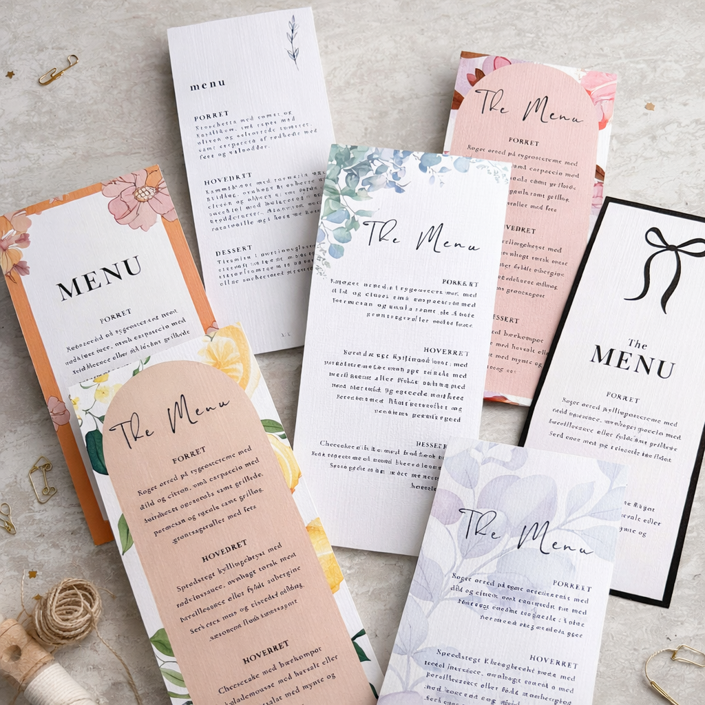 Bryllup & konfirmation - Menukort