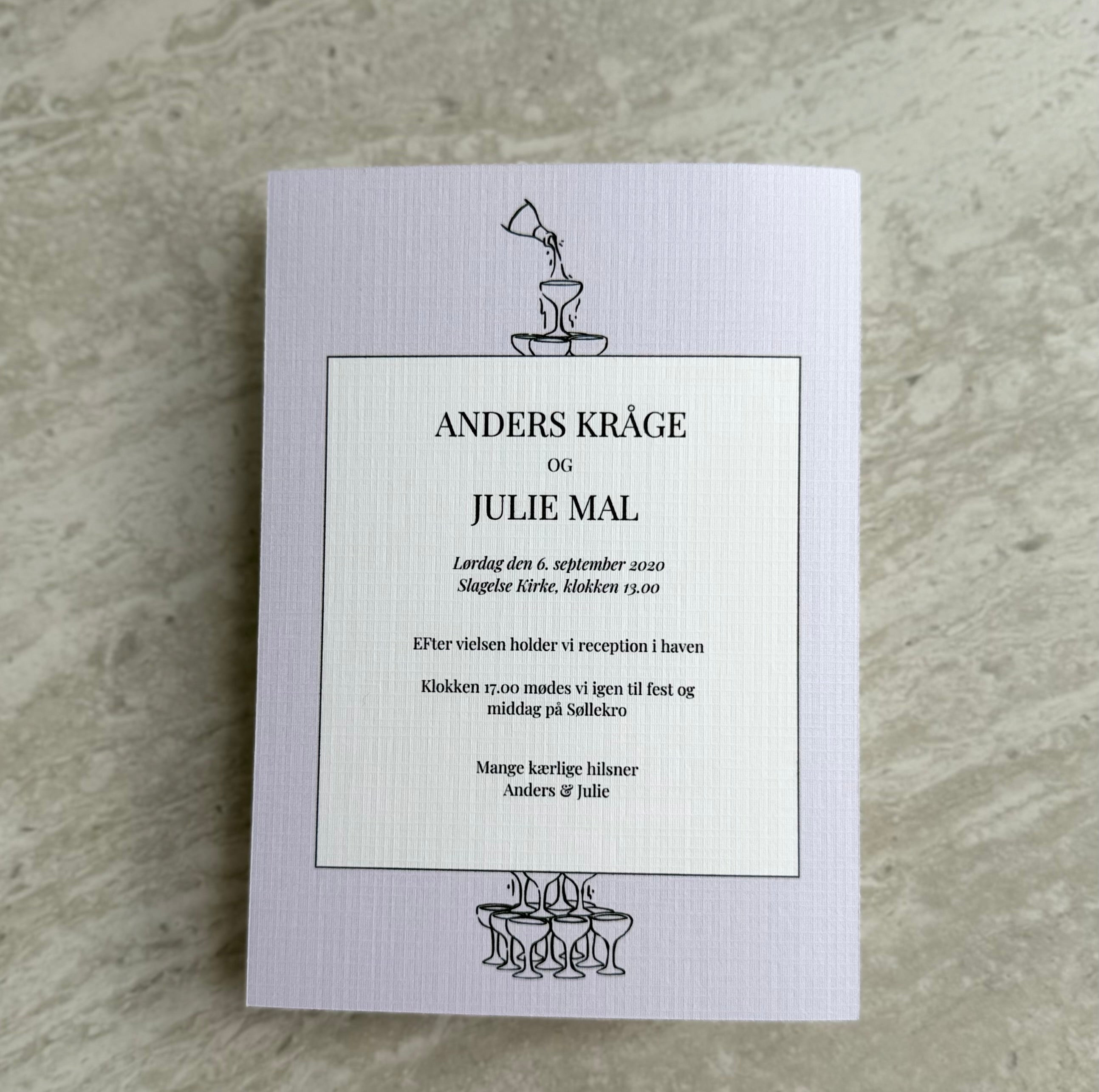 Bryllupsinvitation - Champagne Moments Grey