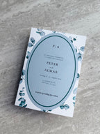 Bryllupsinvitation - Eucalyptus Frame Oval Grøn