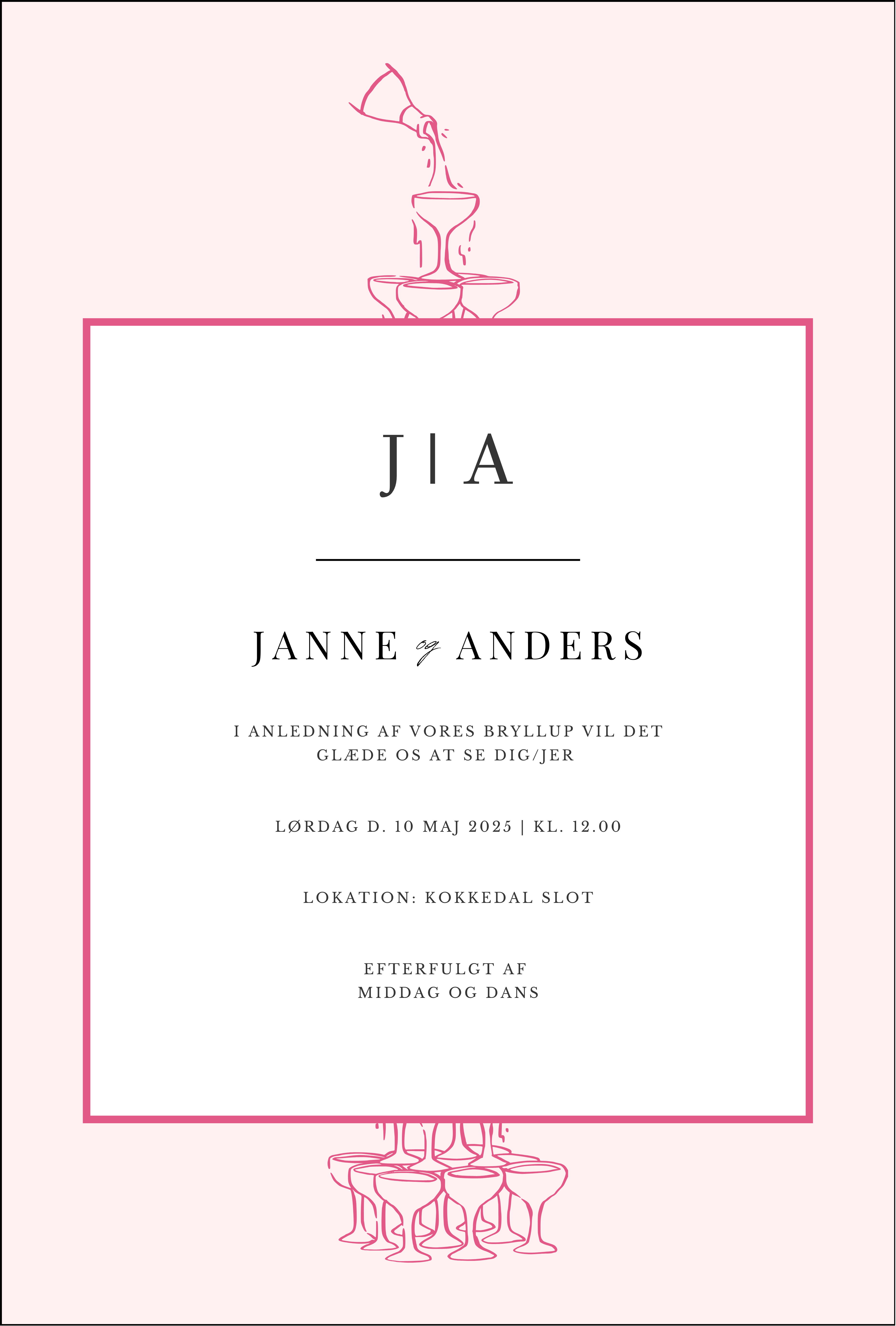 Bryllupsinvitation - Champagne Moments Pink