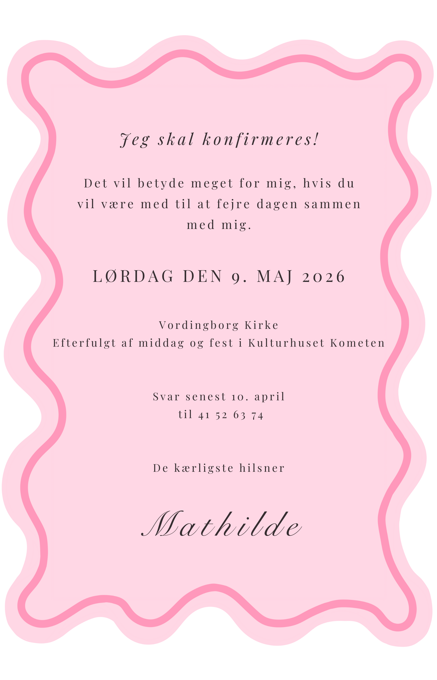 Konfirmationsinvitation - Soft Pink Wave
