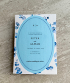Bryllupsinvitation - Eucalyptus Frame Oval Blå