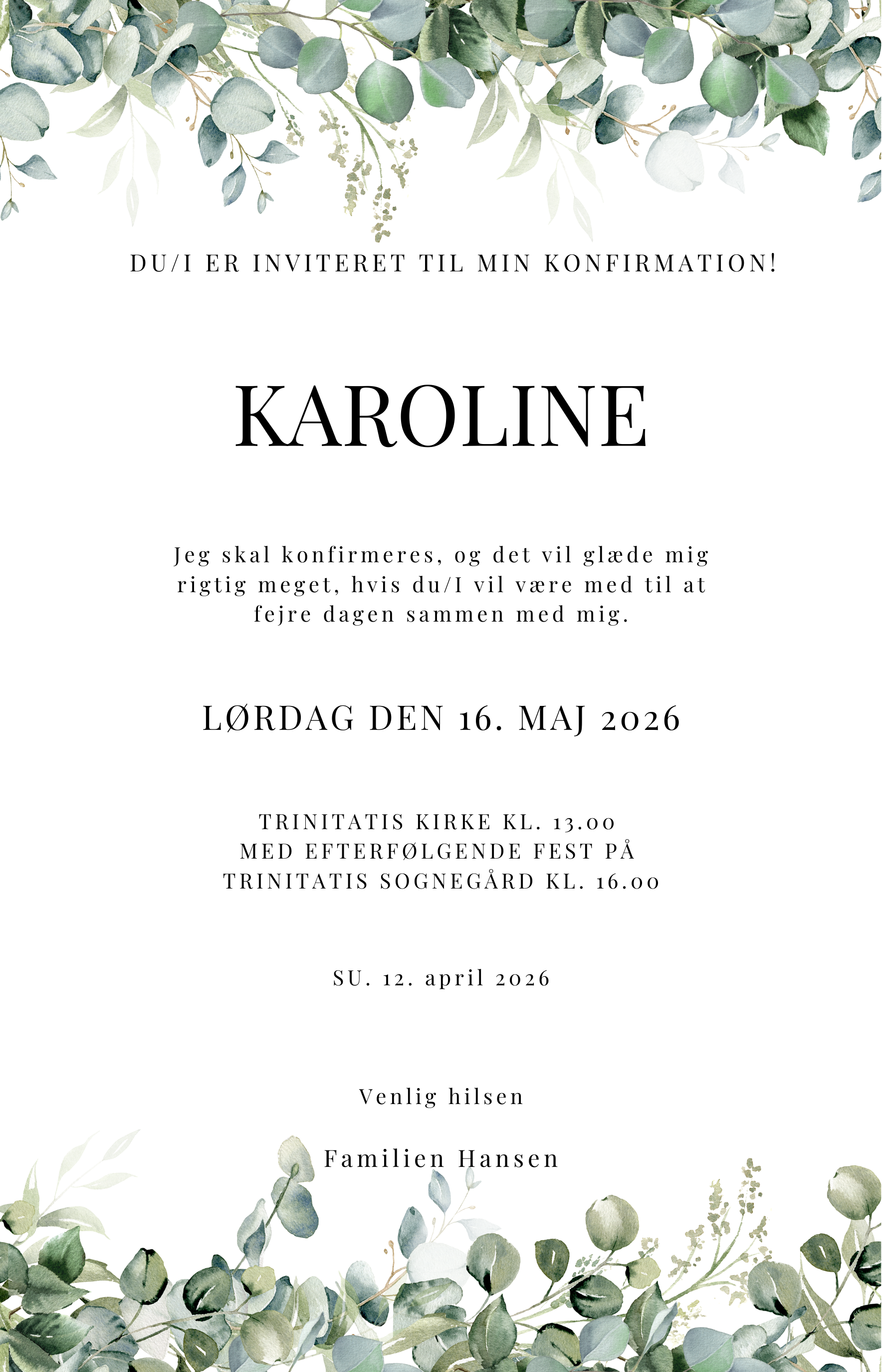 Konfirmationsinvitation - Botanical Green