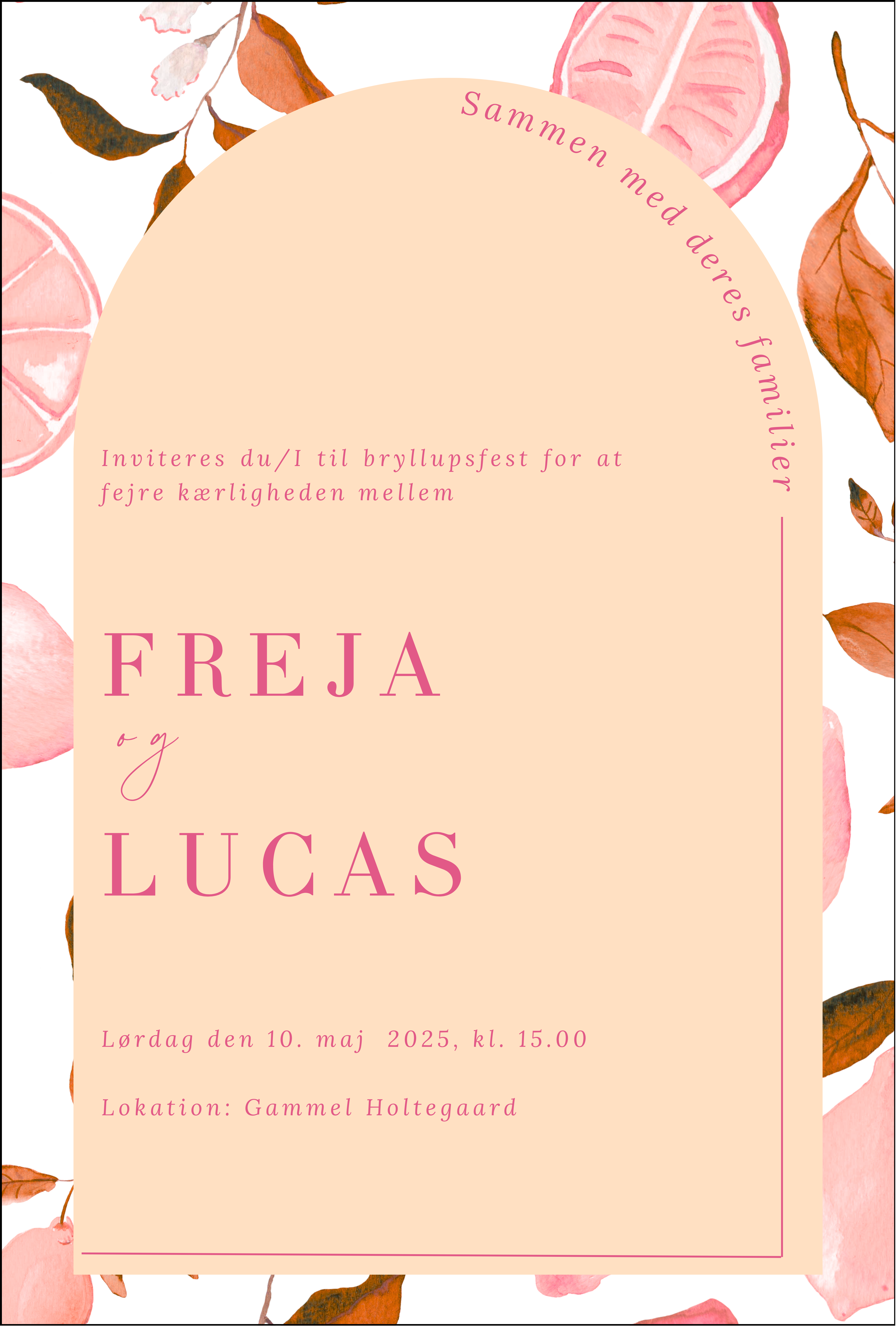 Bryllupsinvitation - Lemon Love Pink