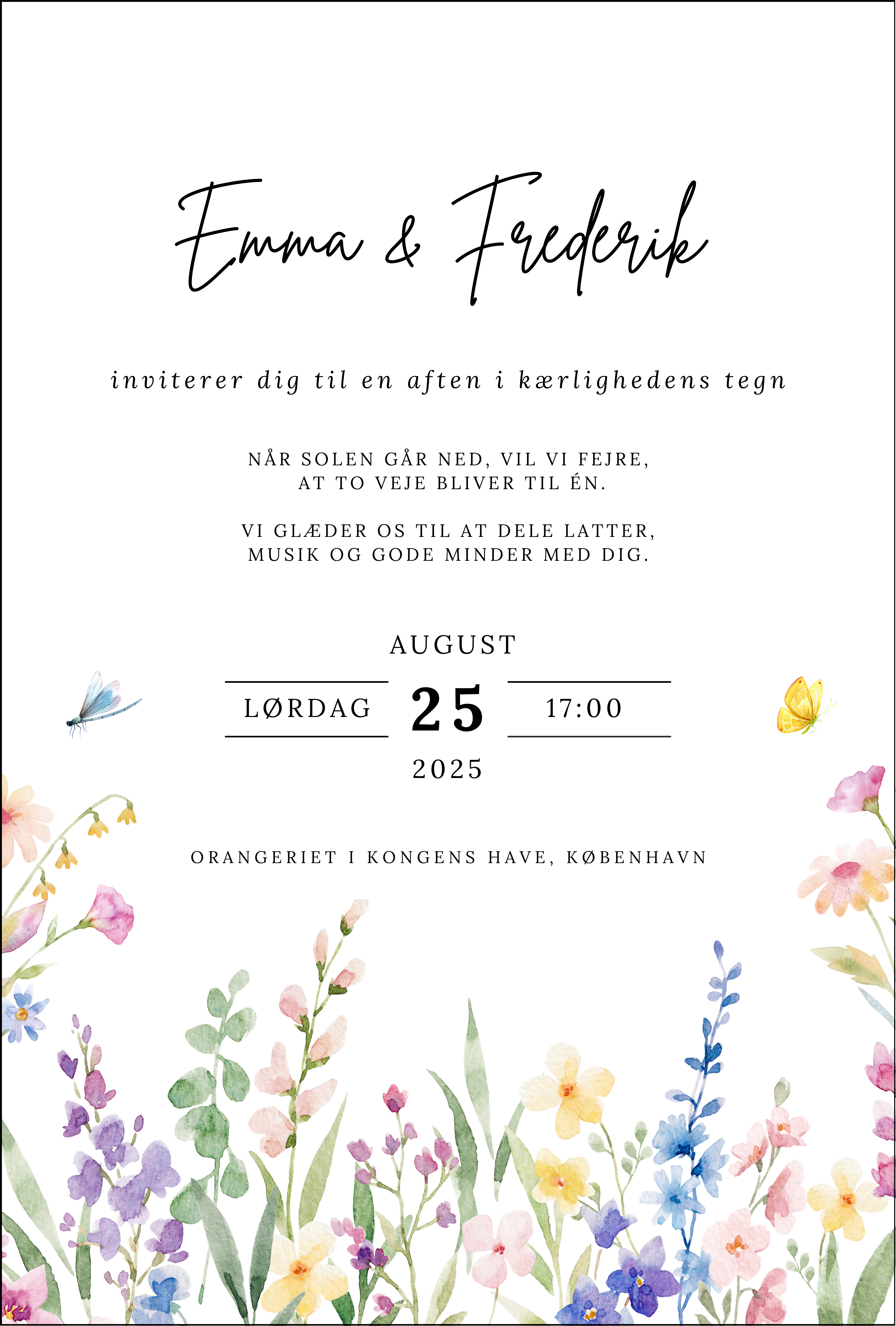 Bryllupsinvitation - Wild flowers