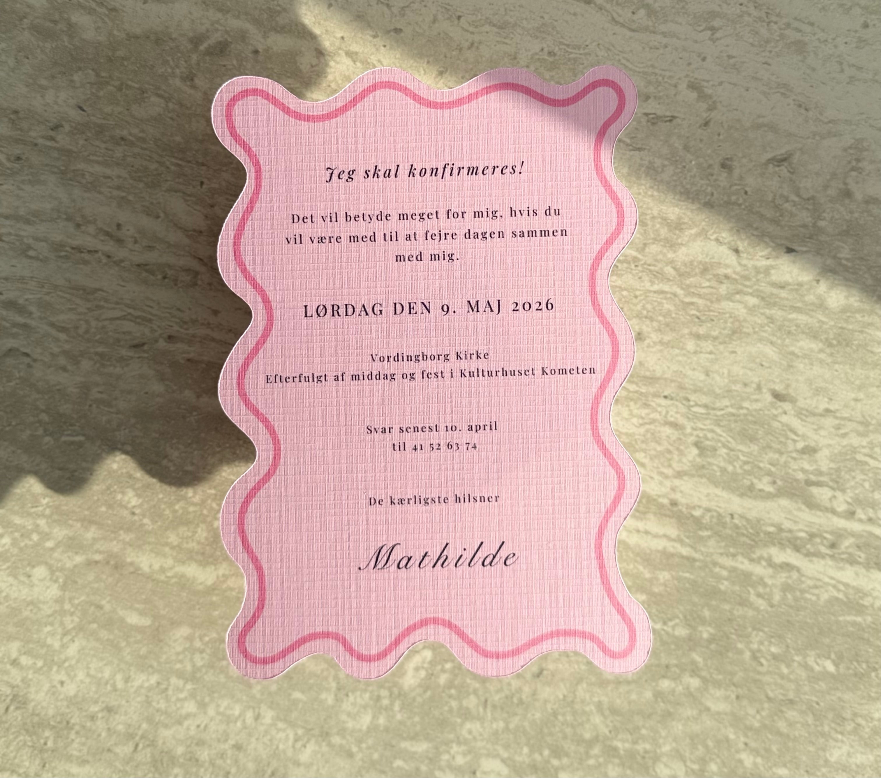 Konfirmationsinvitation - Soft Pink Wave