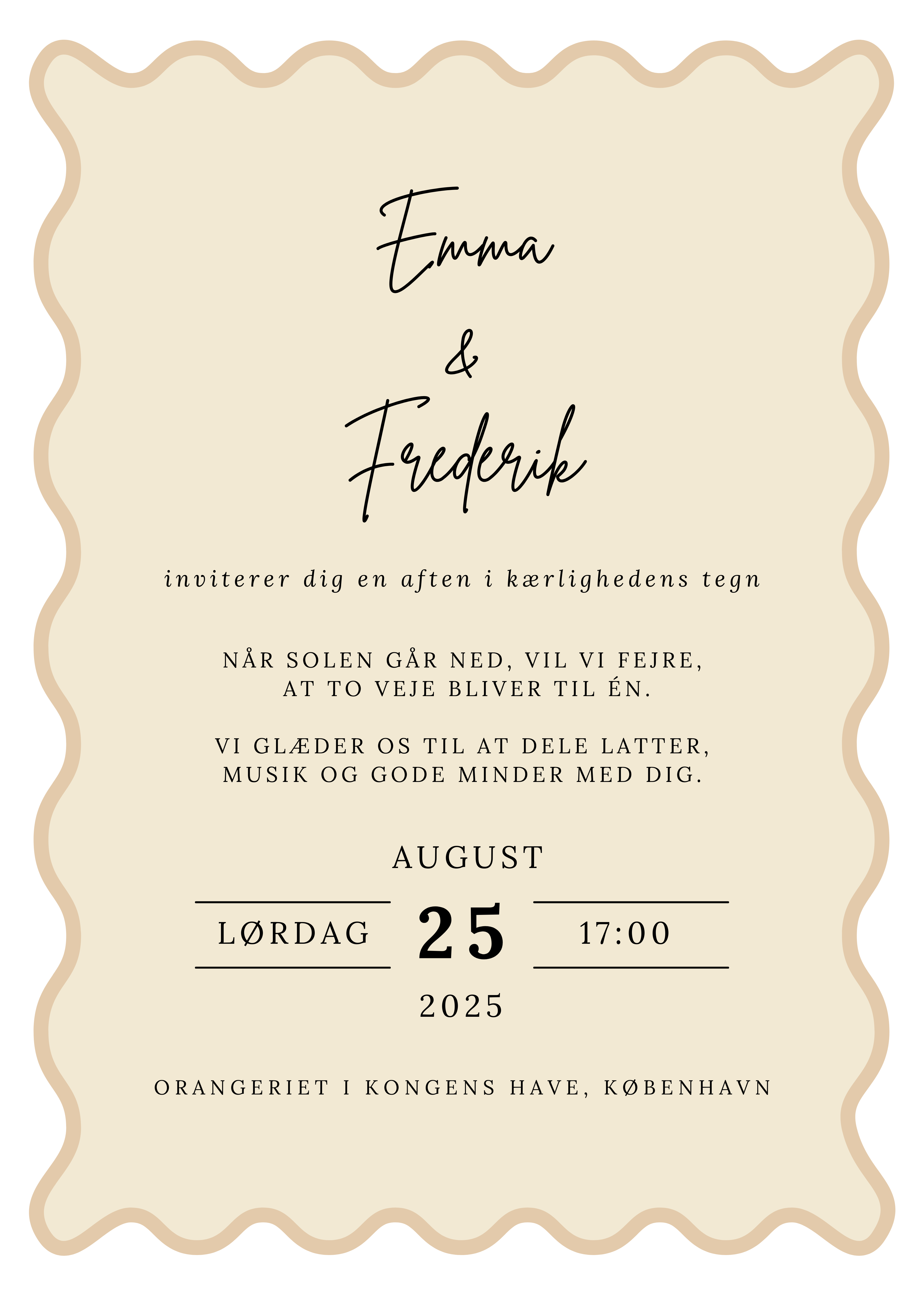 Bryllupsinvitation - Sunset Waves Beige