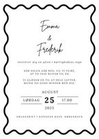 Bryllupsinvitation - Sunset Waves Black