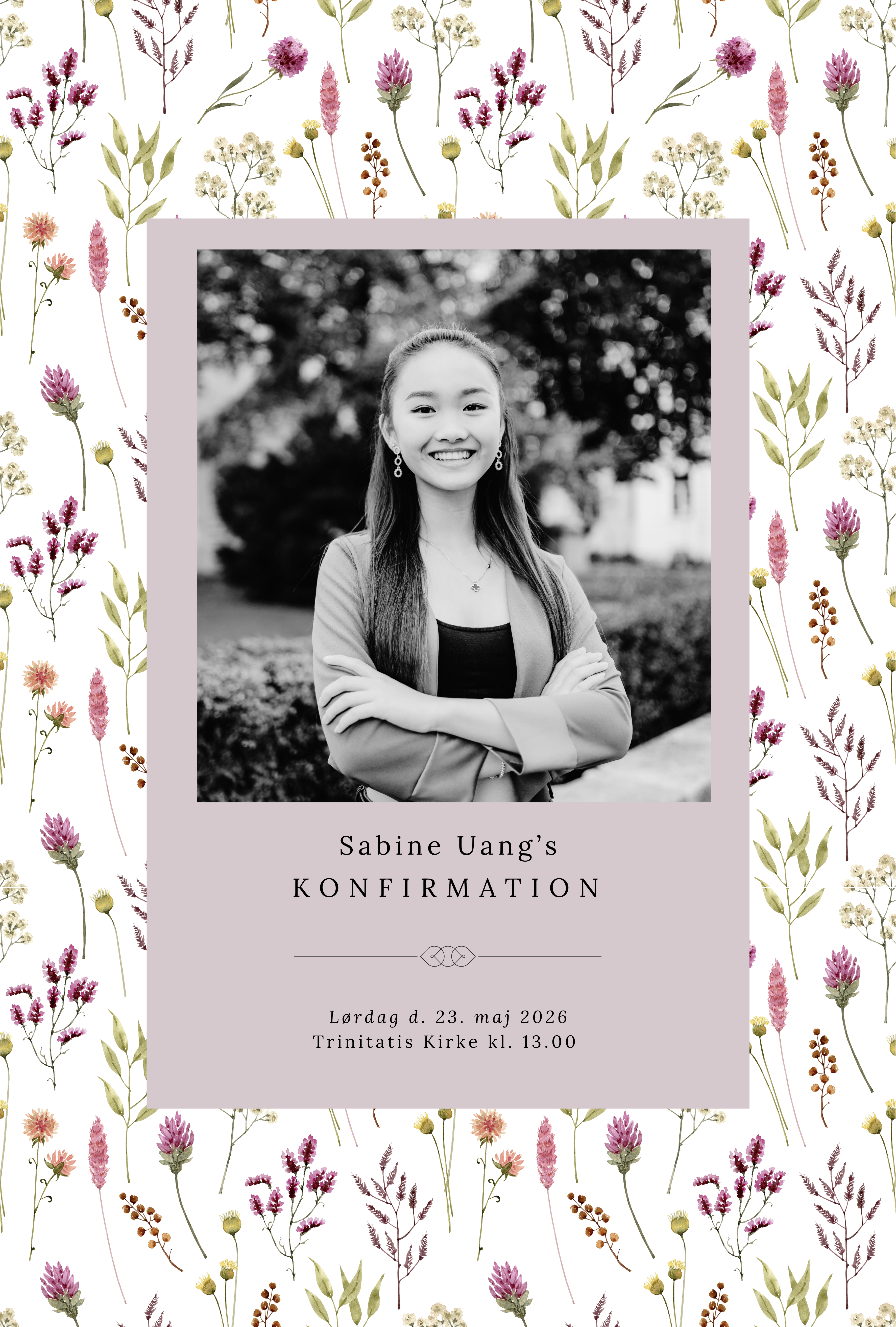 Konfirmationsinvitation - Floral Portrait