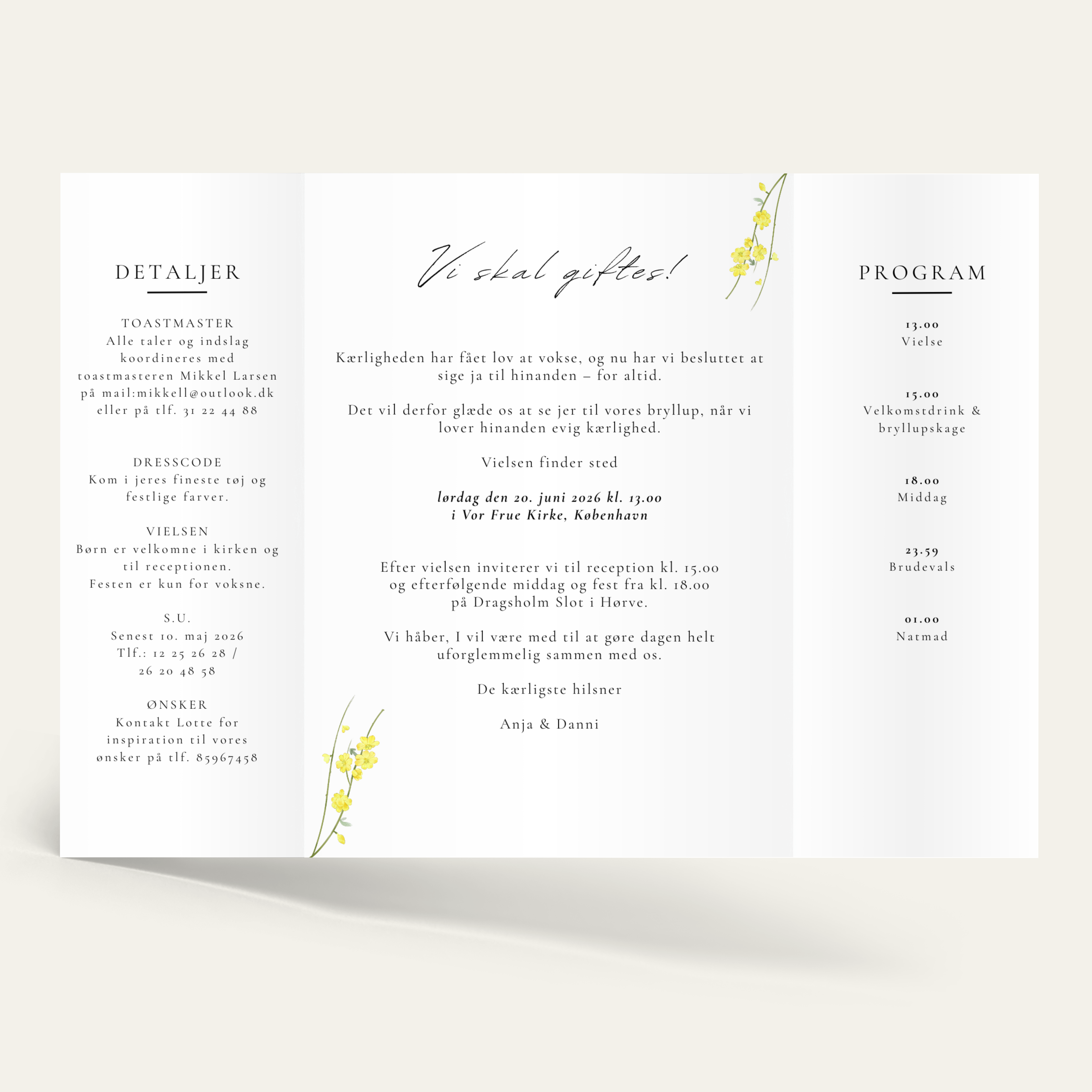 Bryllupsinvitation - Gatefold yellow
