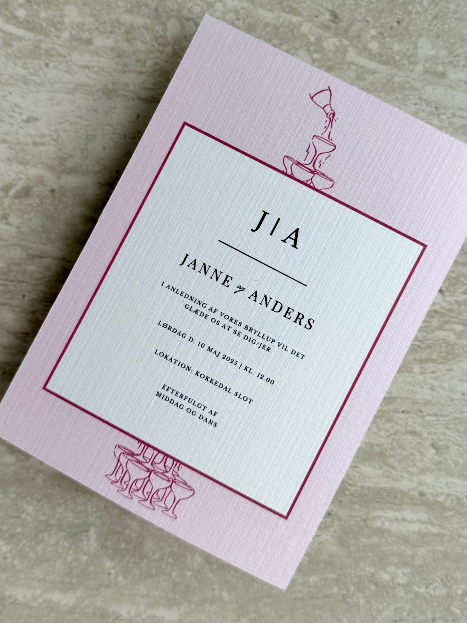 Bryllupsinvitation - Champagne Moments Pink