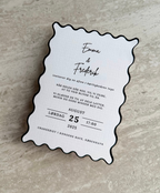 Bryllupsinvitation - Sunset Waves Black