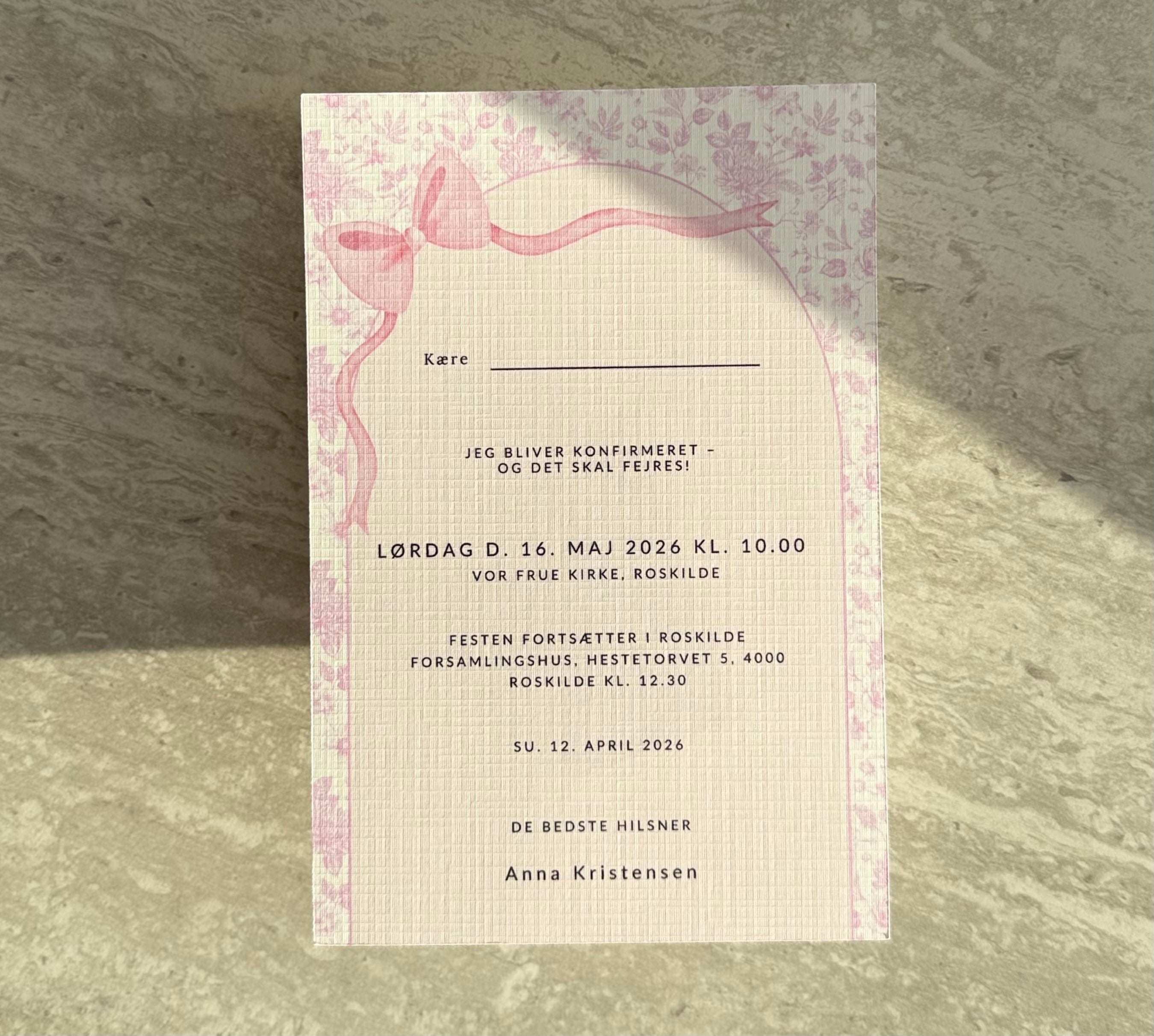 Konfirmationsinvitation - Pinky