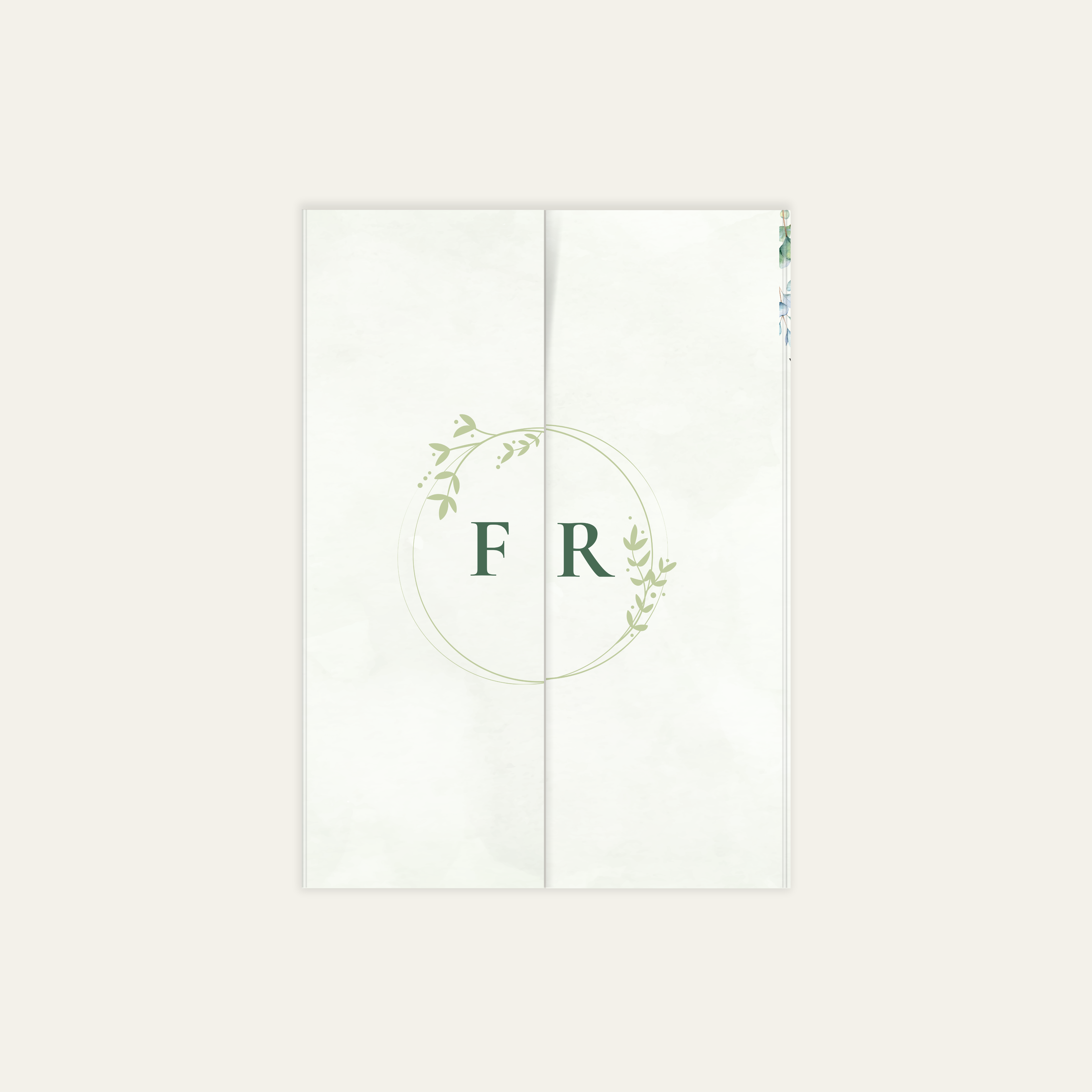 Bryllupsinvitation - Green forest gatefold