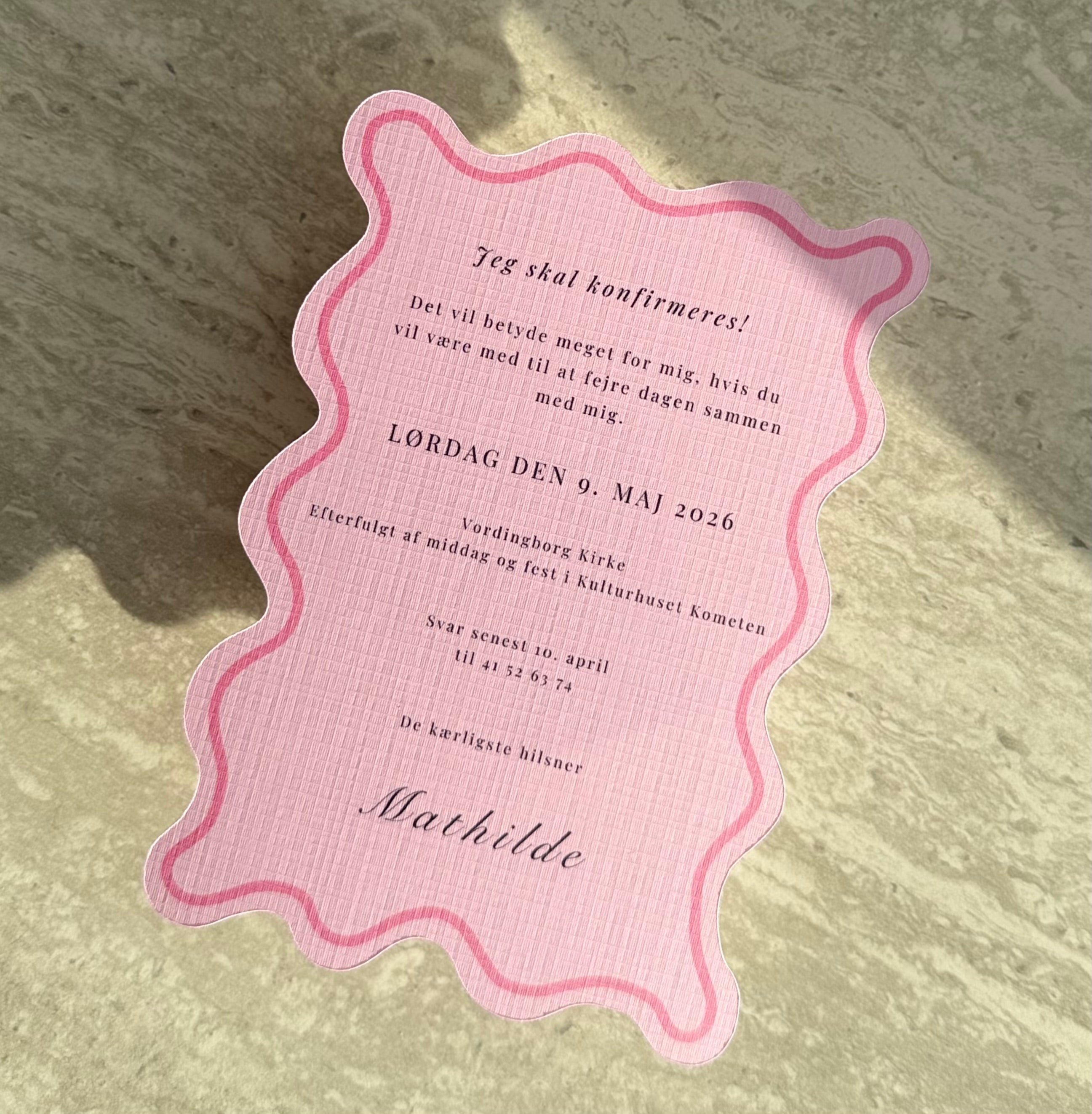 Konfirmationsinvitation - Soft Pink Wave