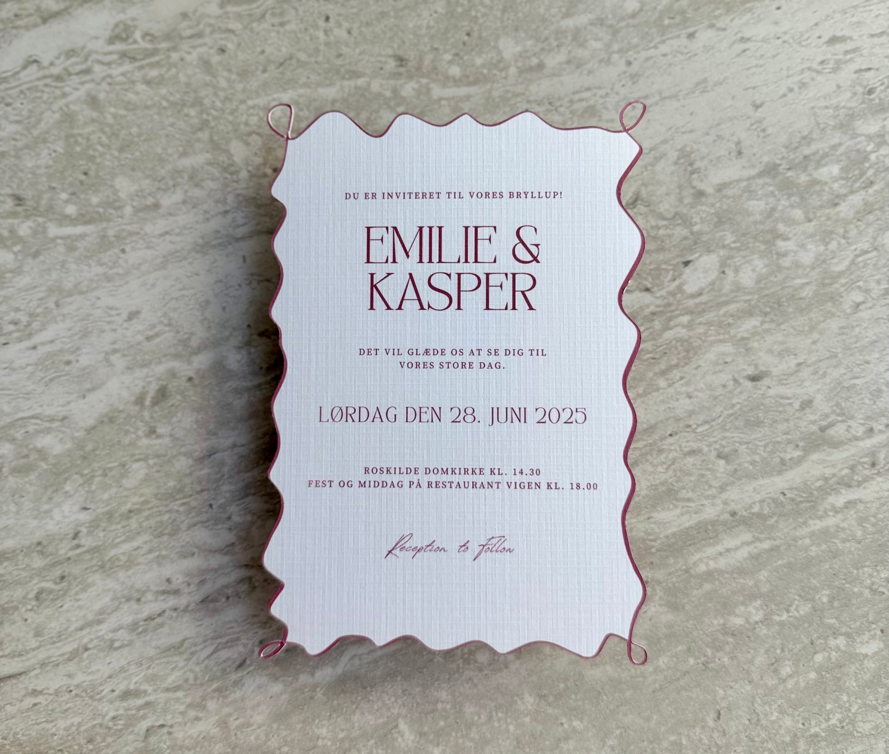 Bryllupsinvitation - Ribbon Flow Pink