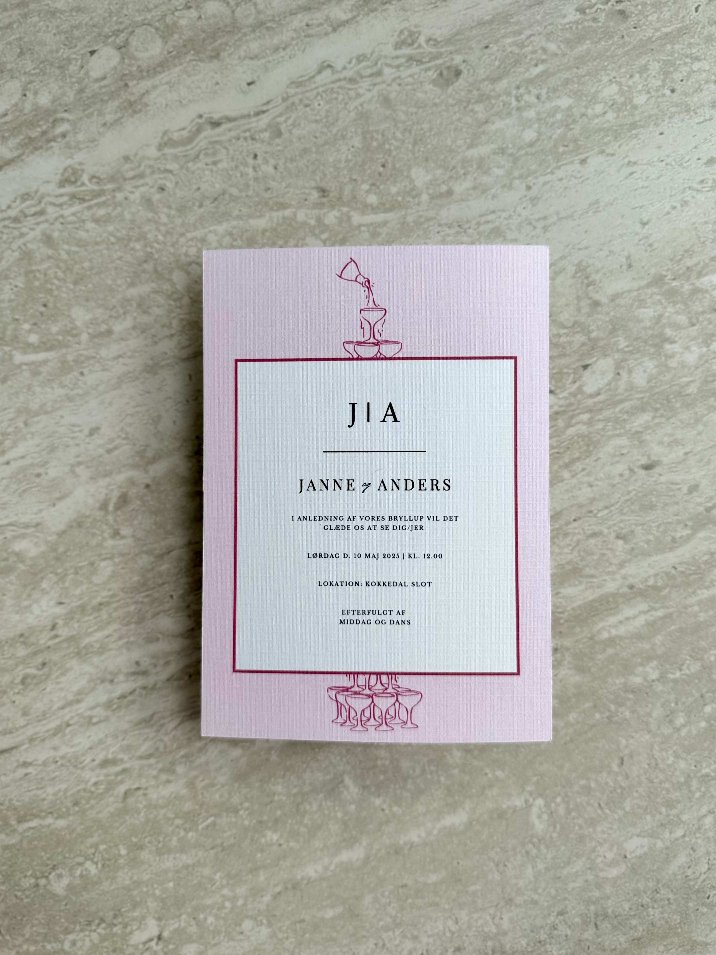 Bryllupsinvitation - Champagne Moments Pink