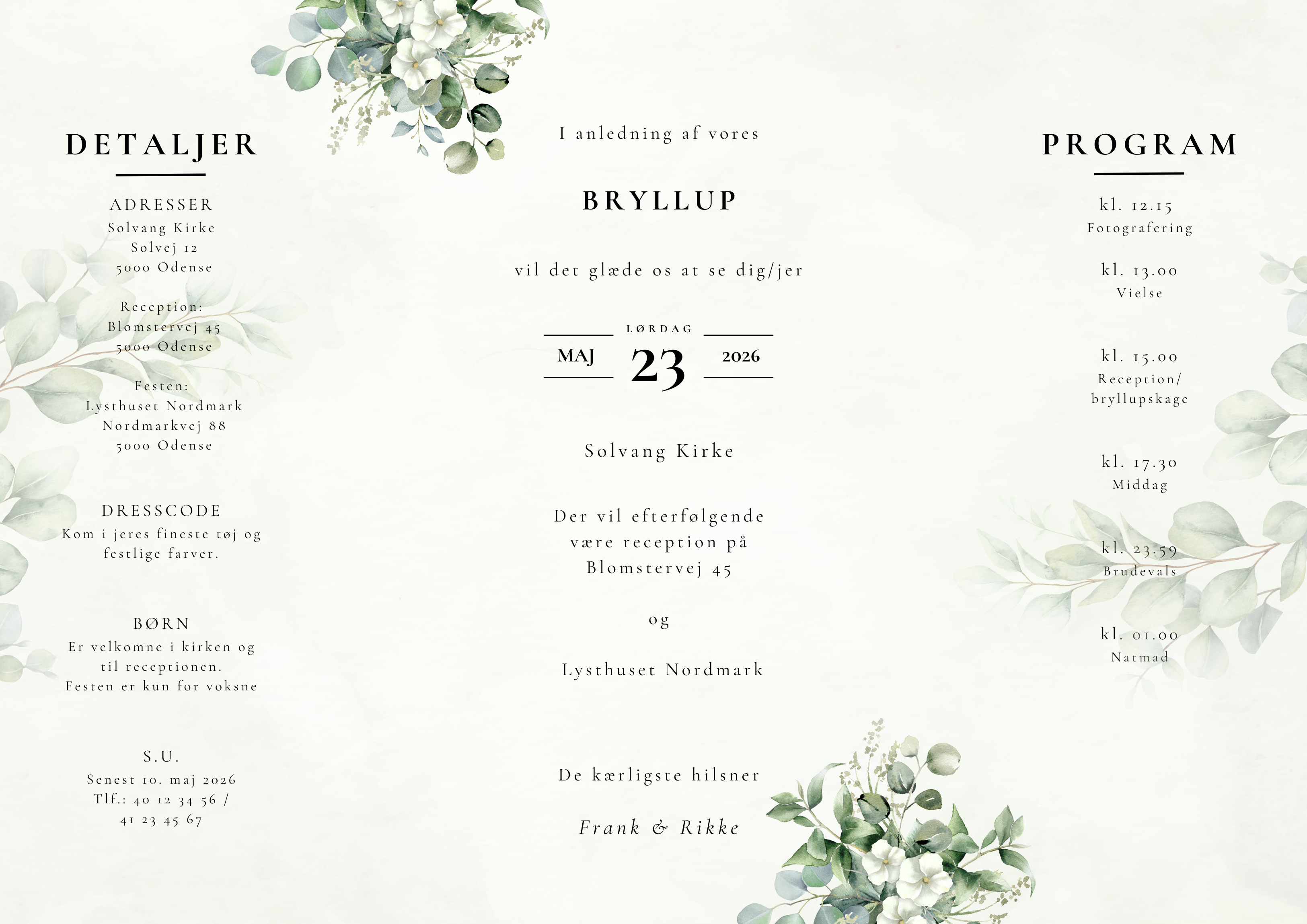 Bryllupsinvitation - Green forest gatefold