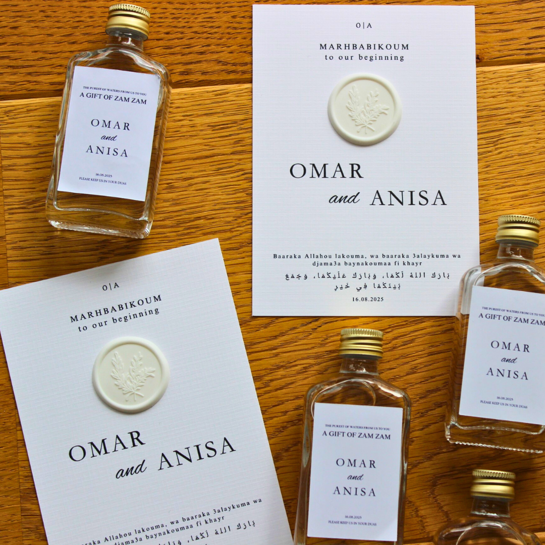 White Grace - Velkomstpakke med Zamzam-vand og velkomstkort