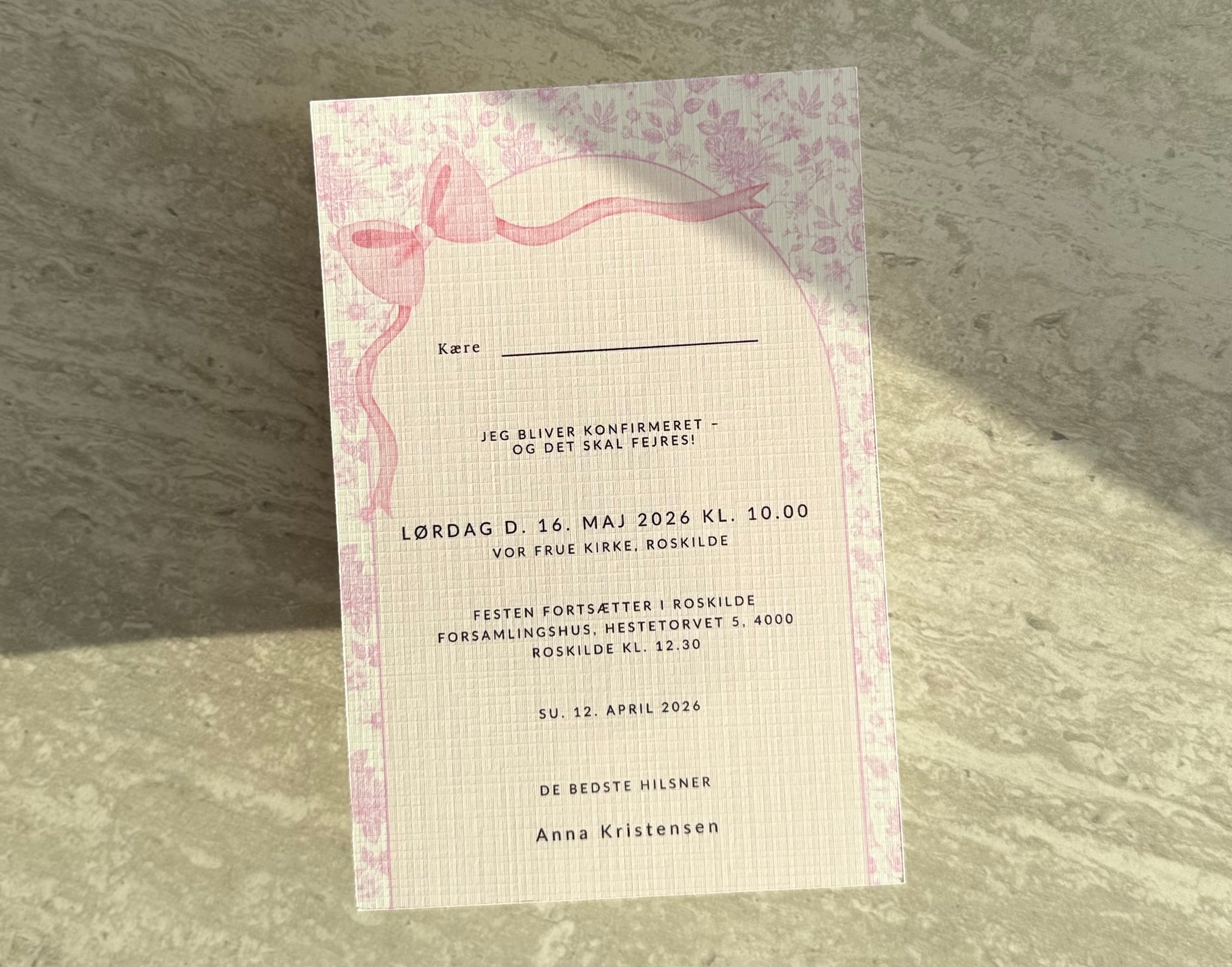 Konfirmationsinvitation - Pinky