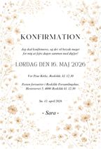 Konfirmationsinvitation - Soft Beige Flowers