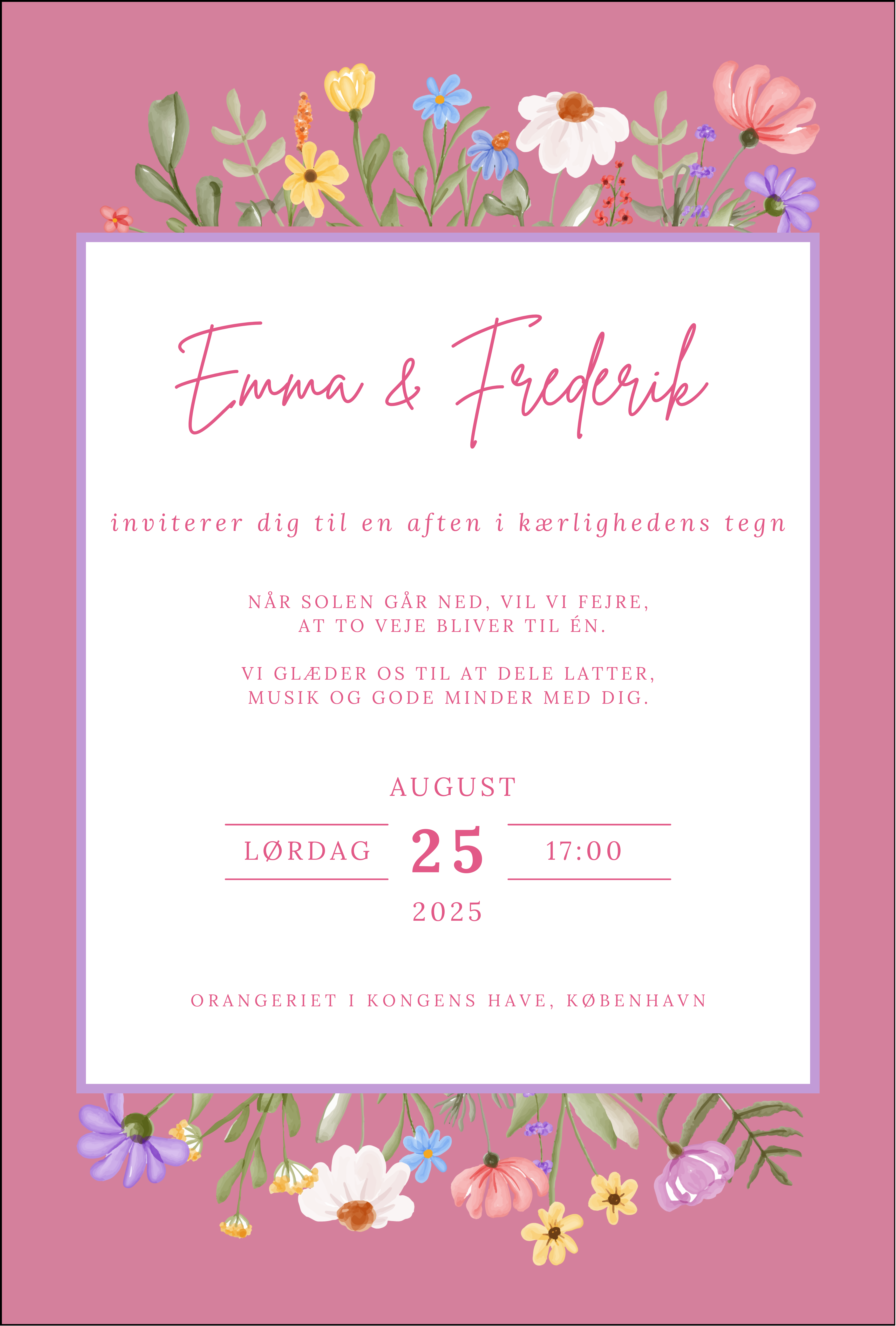 Bryllupsinvitation - Naturlig romantik Blomster