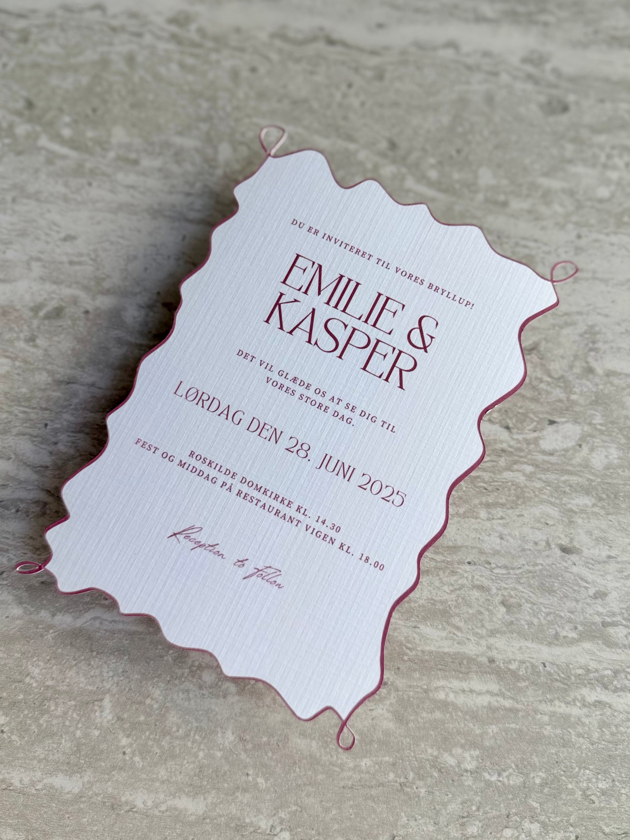 Bryllupsinvitation - Ribbon Flow Pink