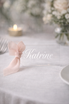 Akryl bordkort  - aflang med buet top