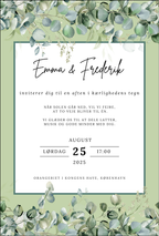 Bryllupsinvitation - Naturlig romantik Eucalyptus