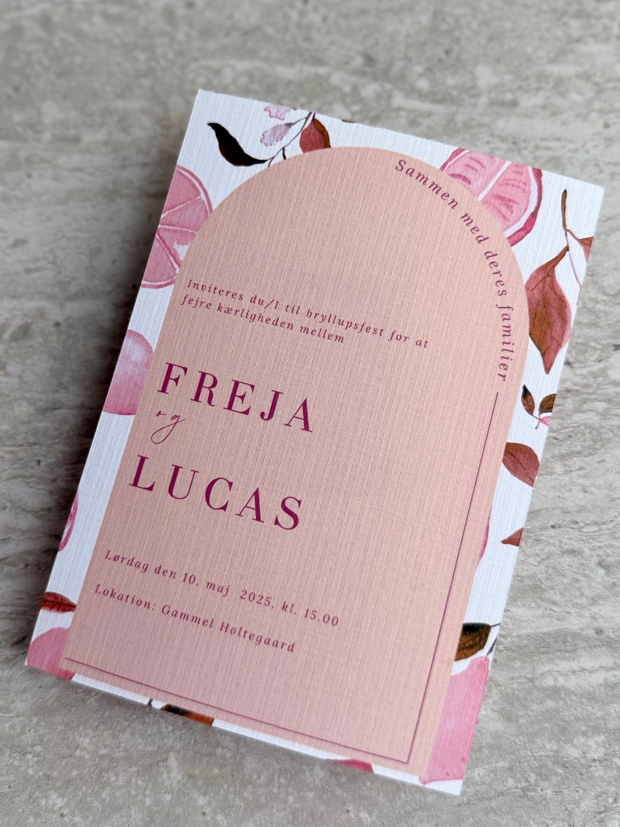 Bryllupsinvitation - Lemon Love Pink