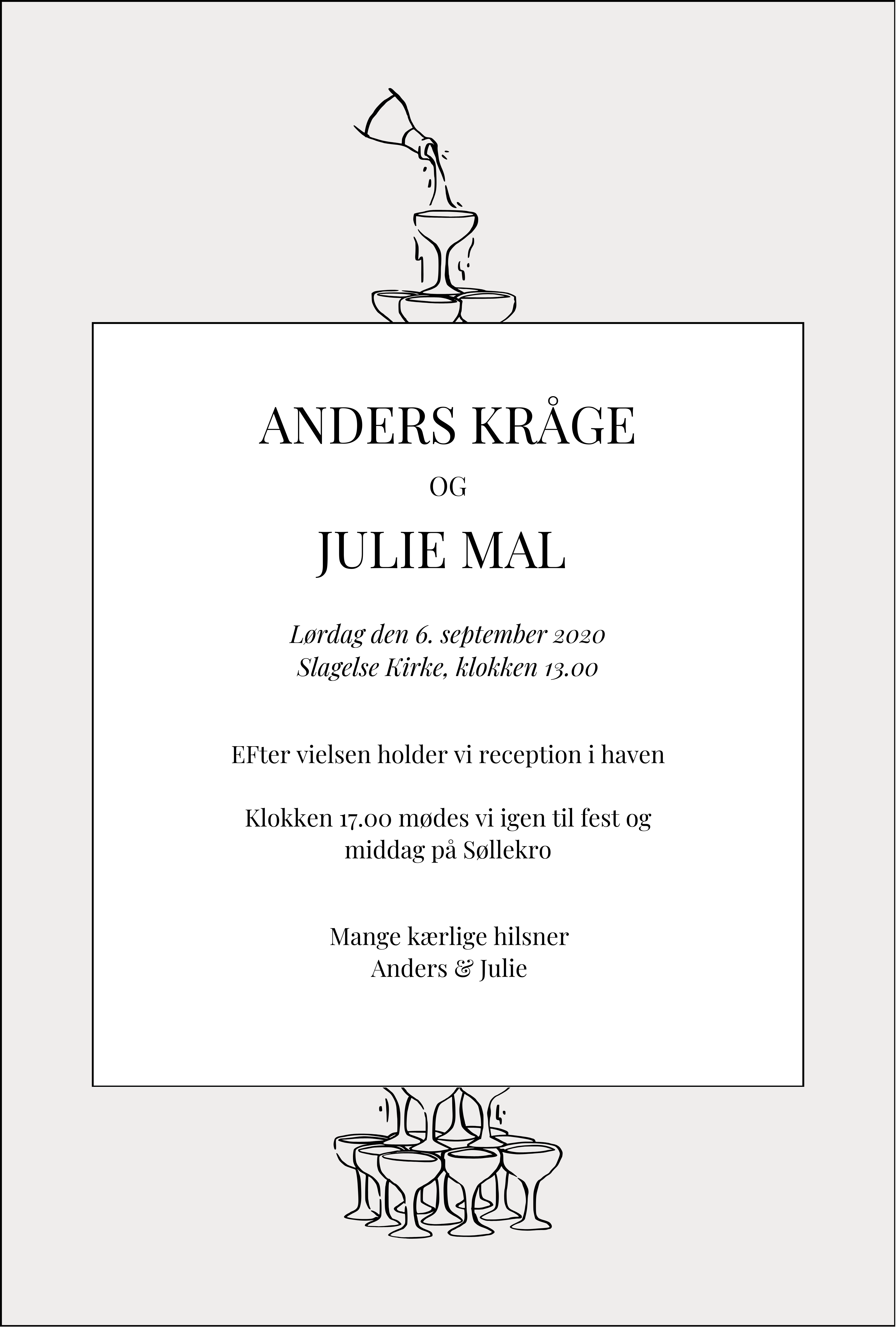 Bryllupsinvitation - Champagne Moments Grey