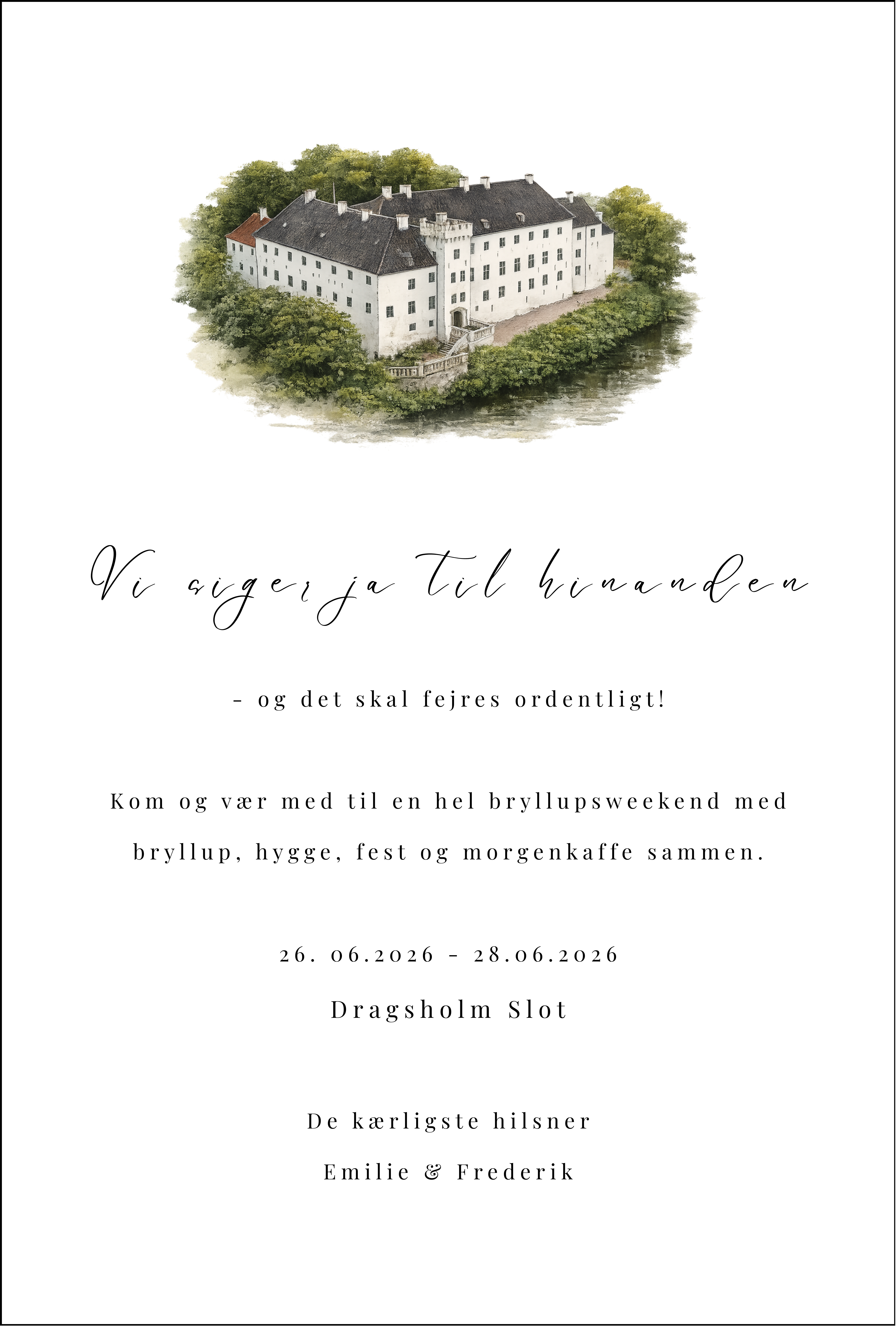 Bryllupsinvitation - Dragsholm Slot