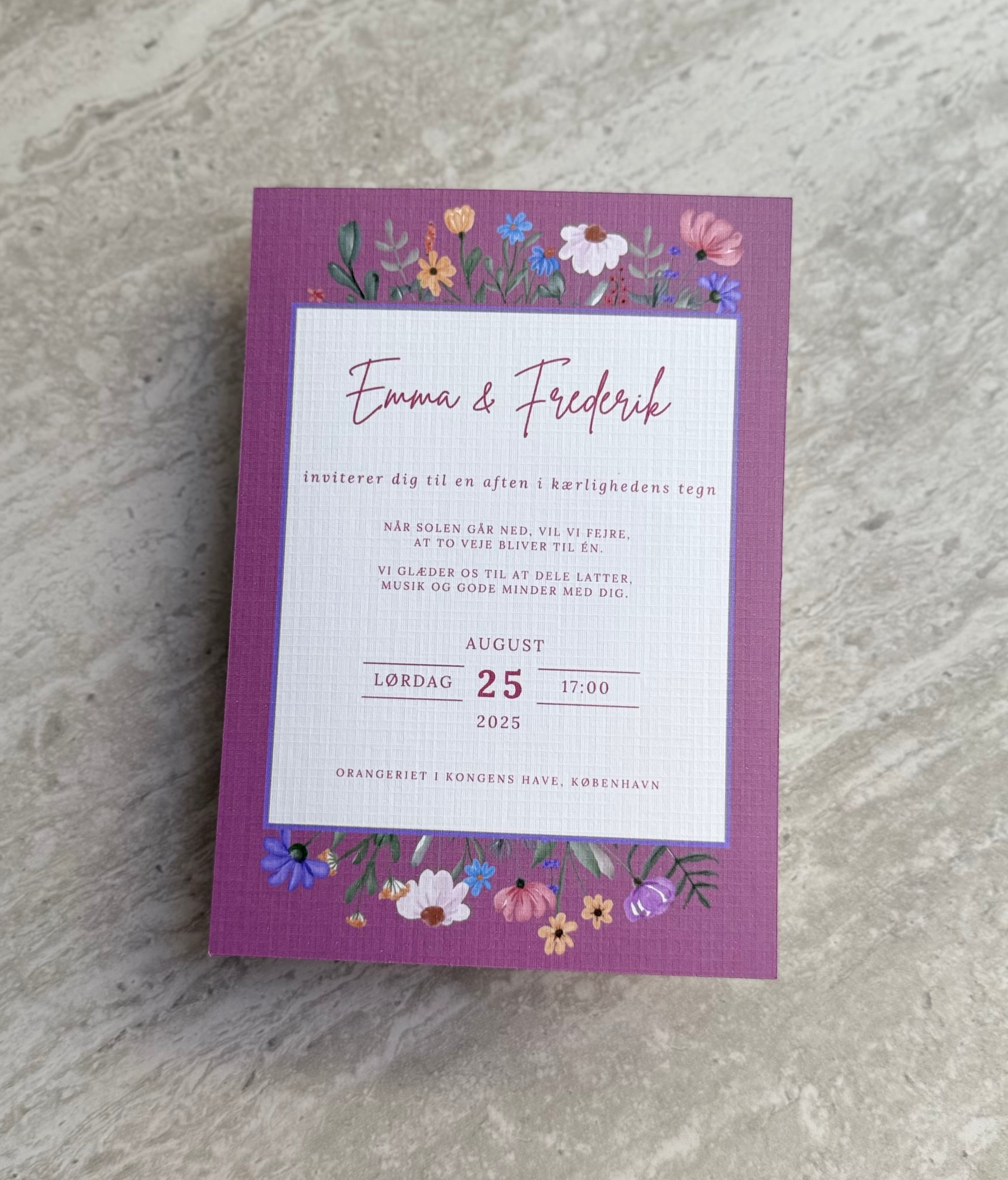 Bryllupsinvitation - Naturlig romantik Blomster