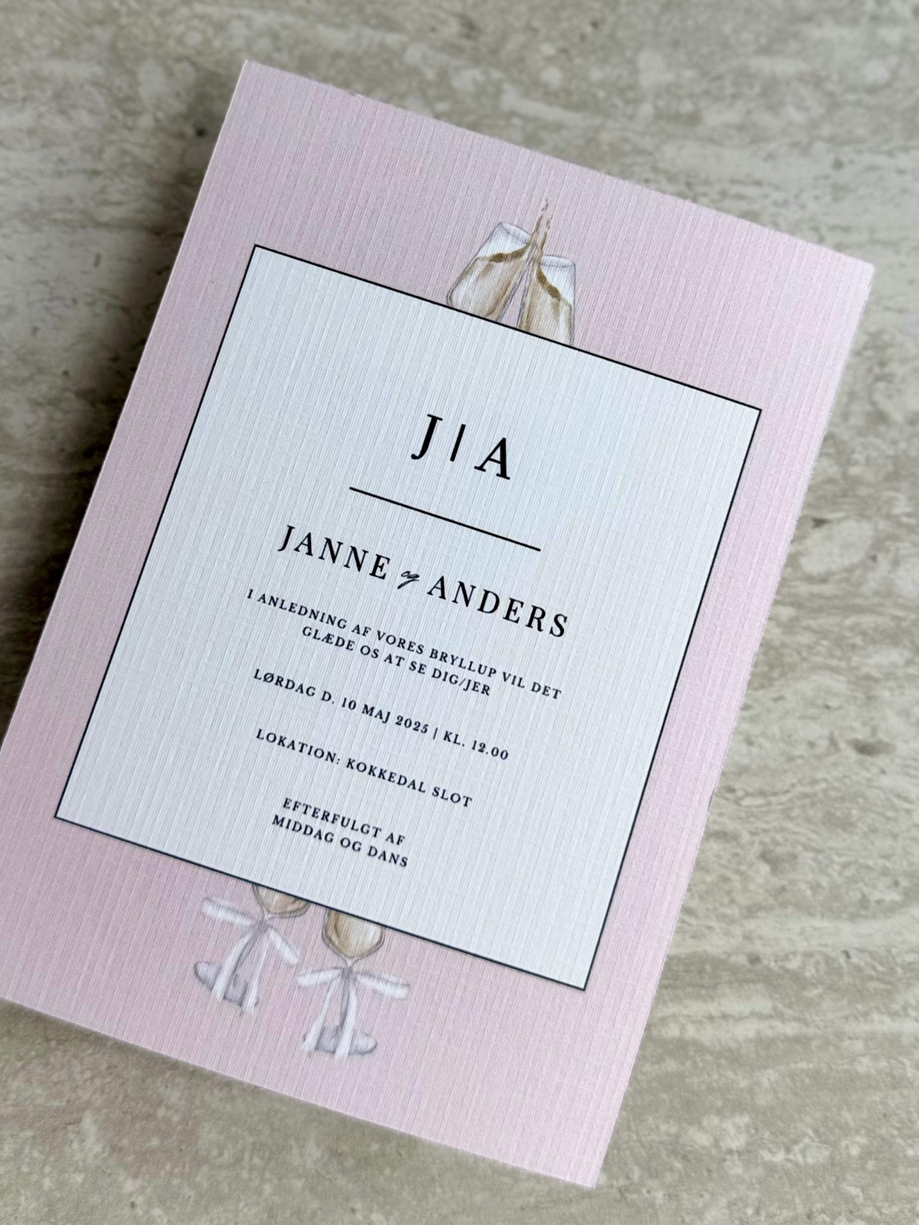 Bryllupsinvitation - Champagne Moments Beige