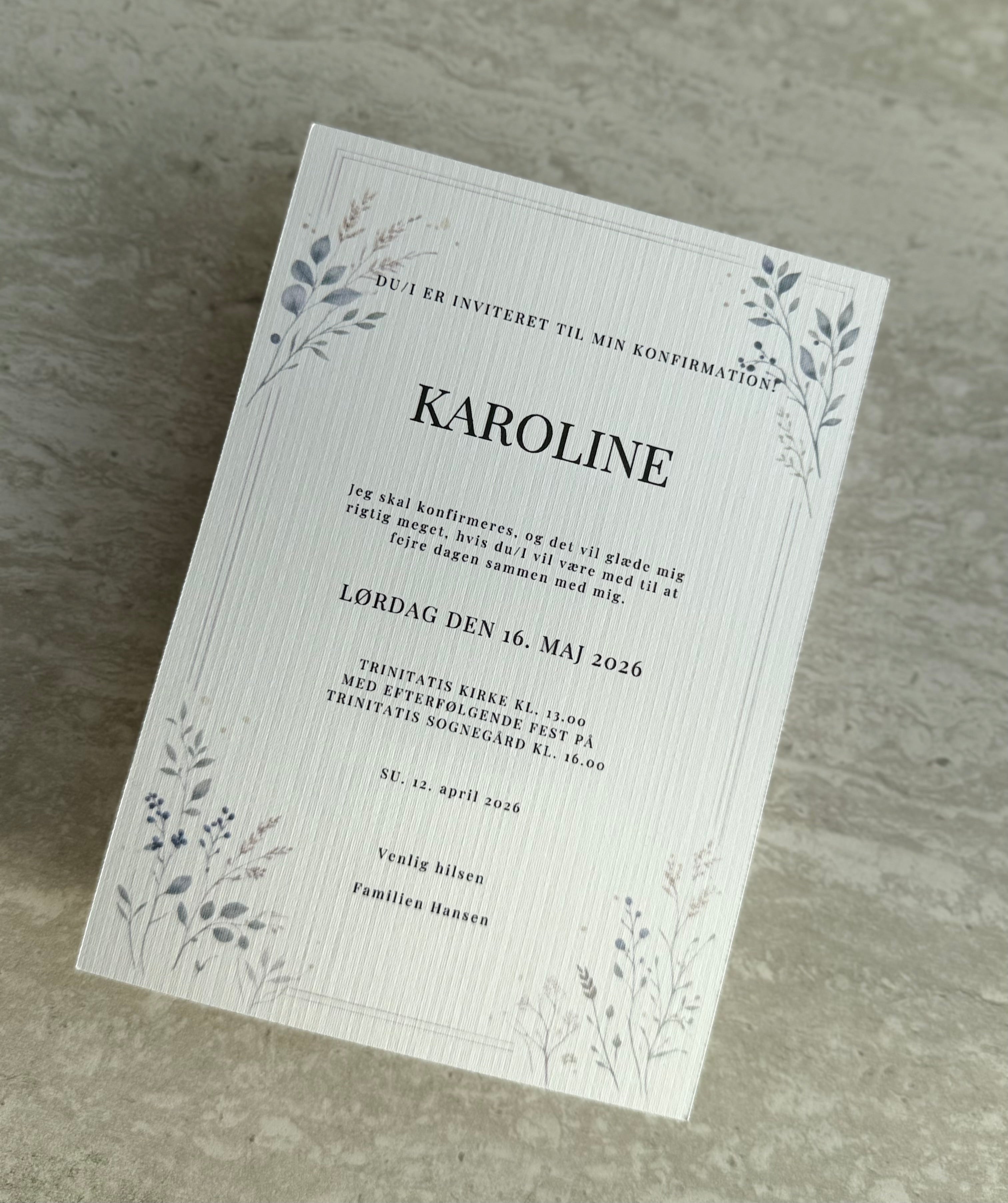 Konfirmationsinvitation - Classic Frame Green