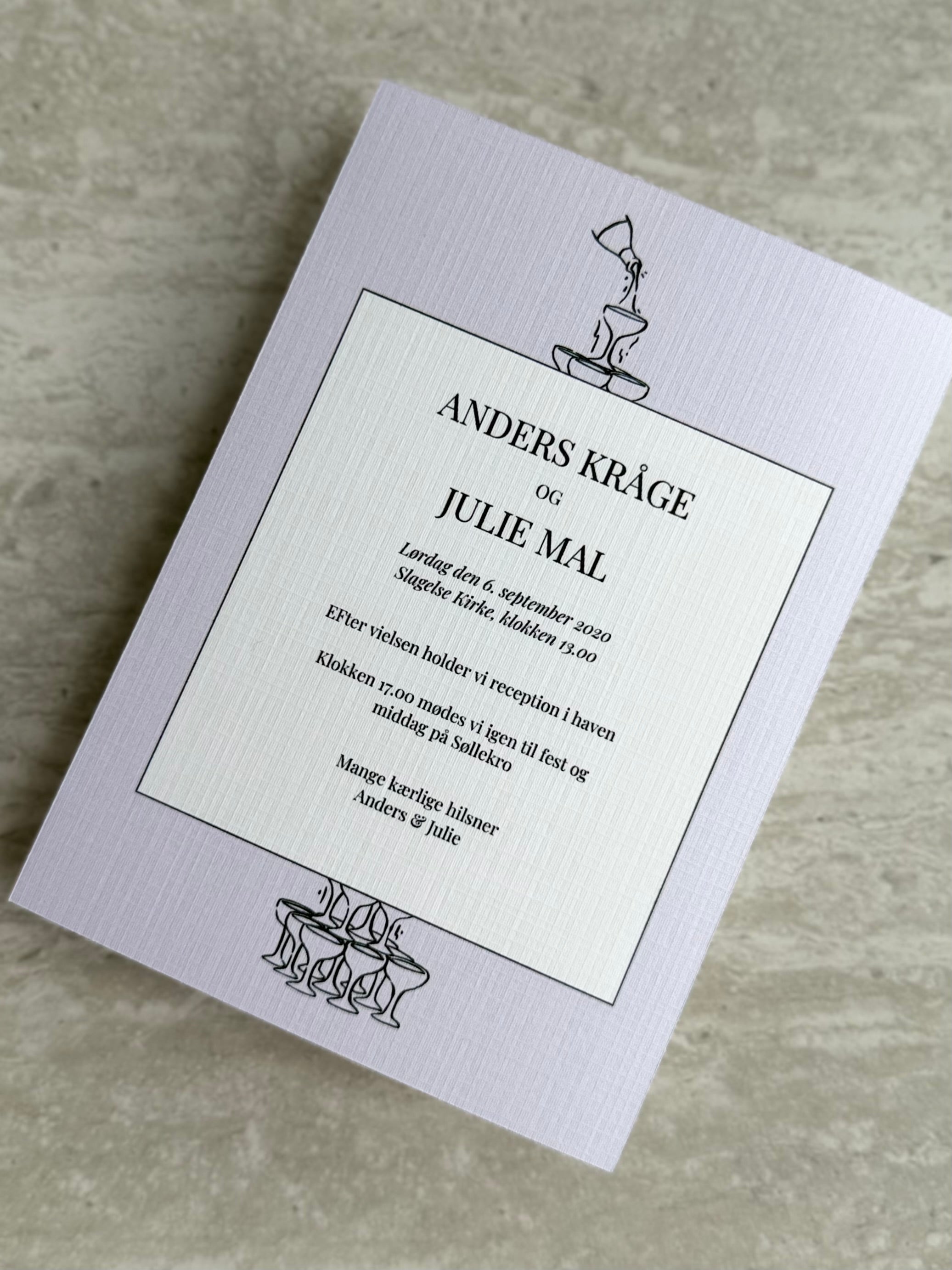 Bryllupsinvitation - Champagne Moments Grey