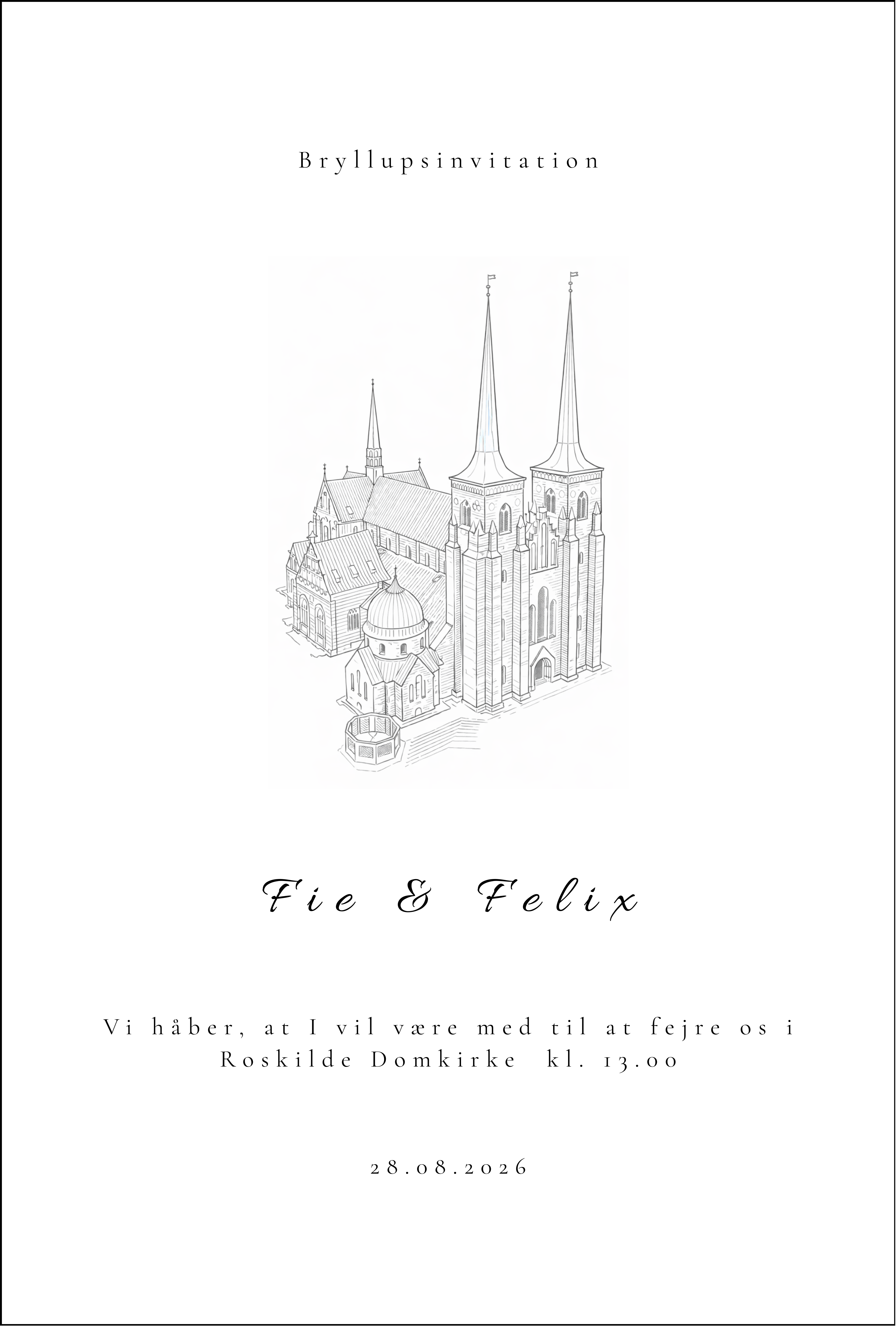 Bryllupsinvitation - Roskilde Kirke