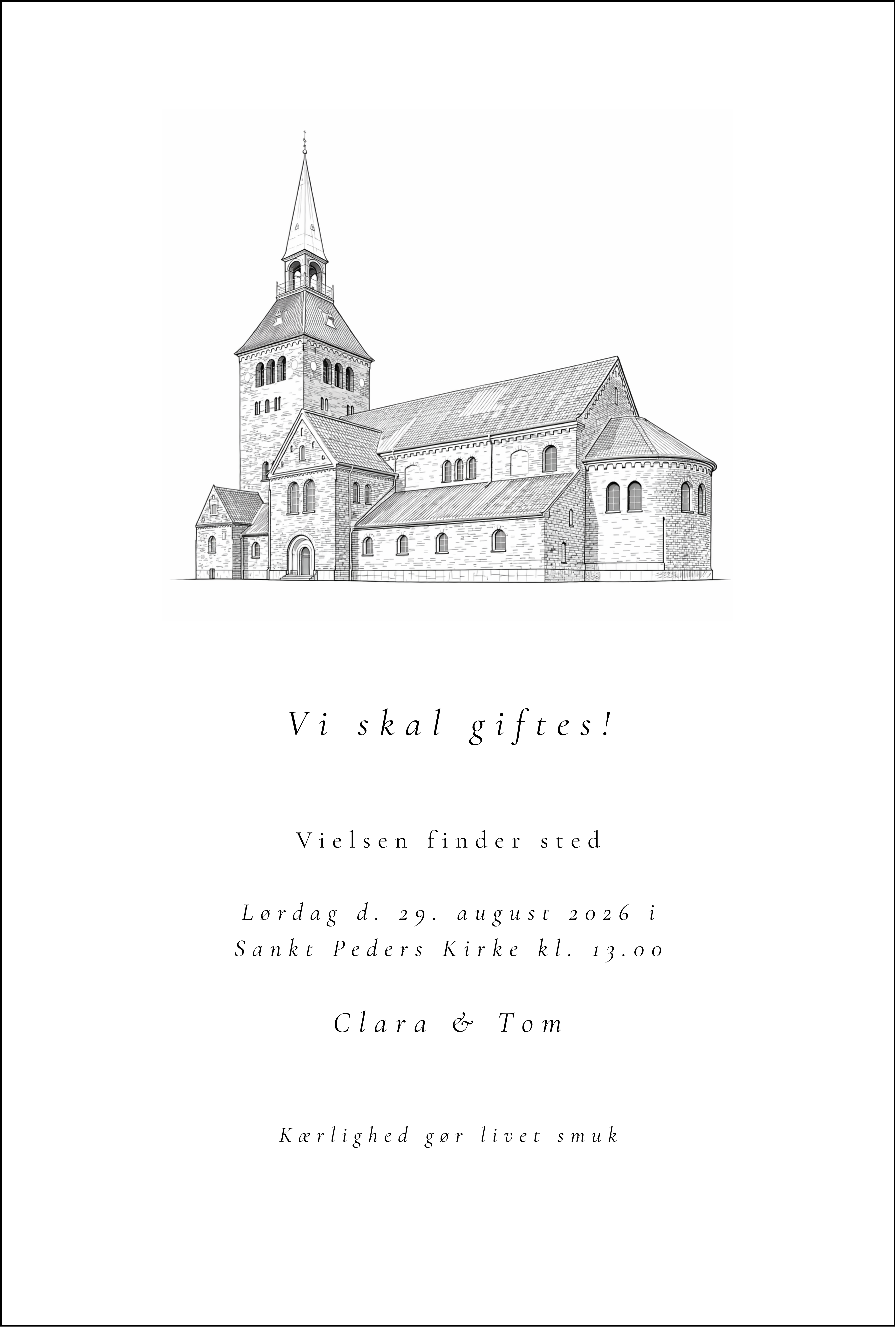 Bryllupsinvitation - Sankt Peders Kirke