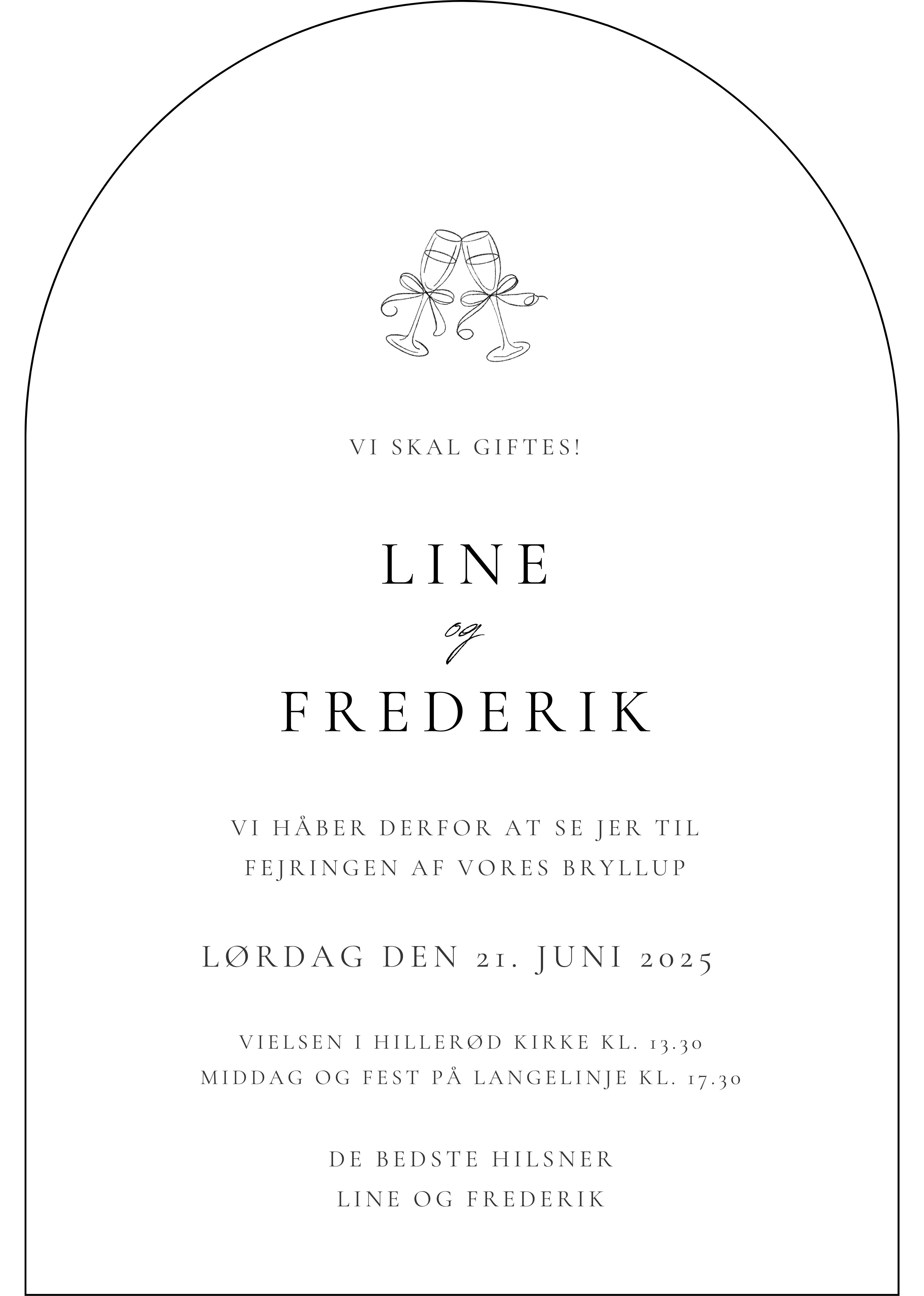 Bryllupsinvitation - Arched Cheers White