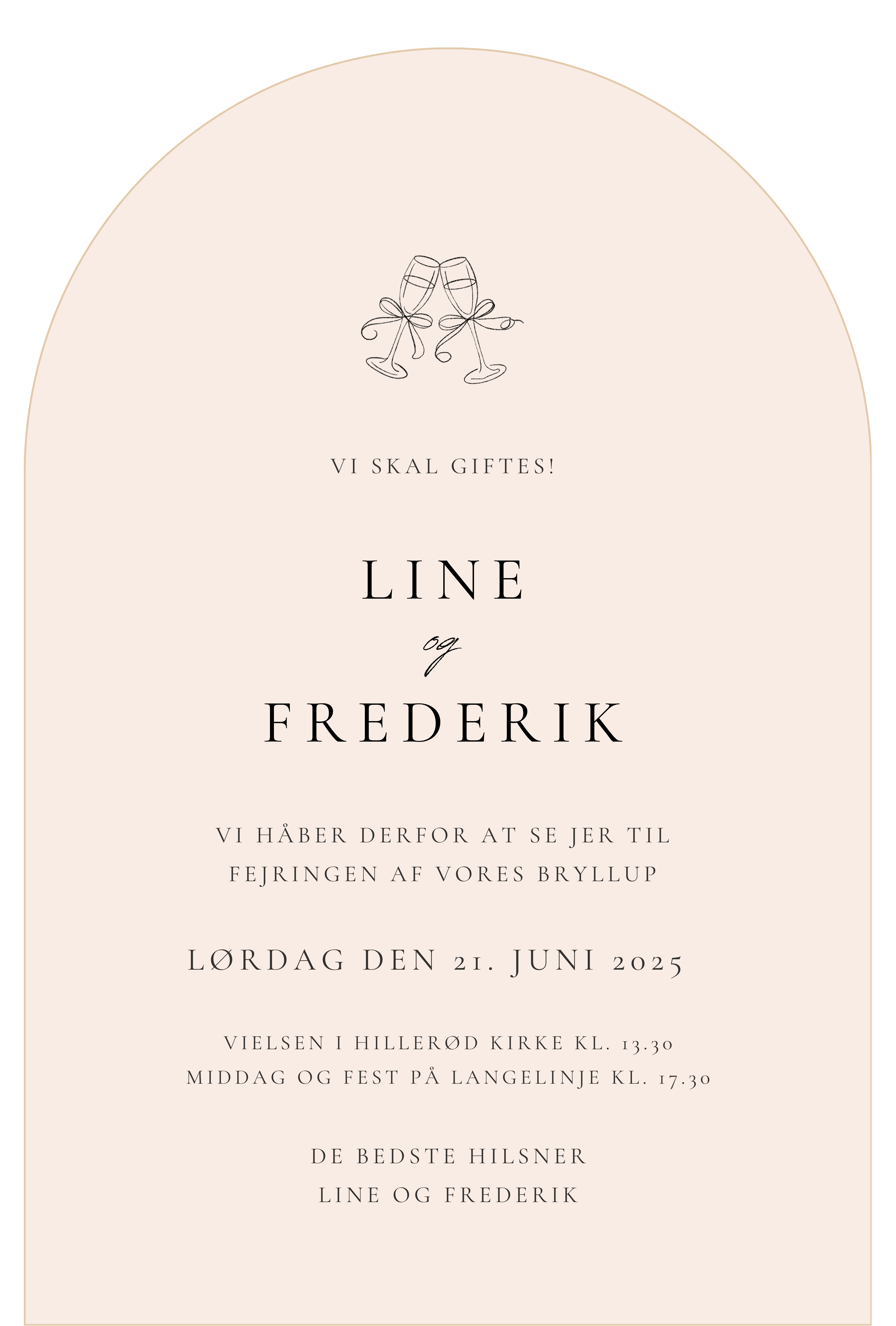 Bryllupsinvitation - Arched Cheers Beige