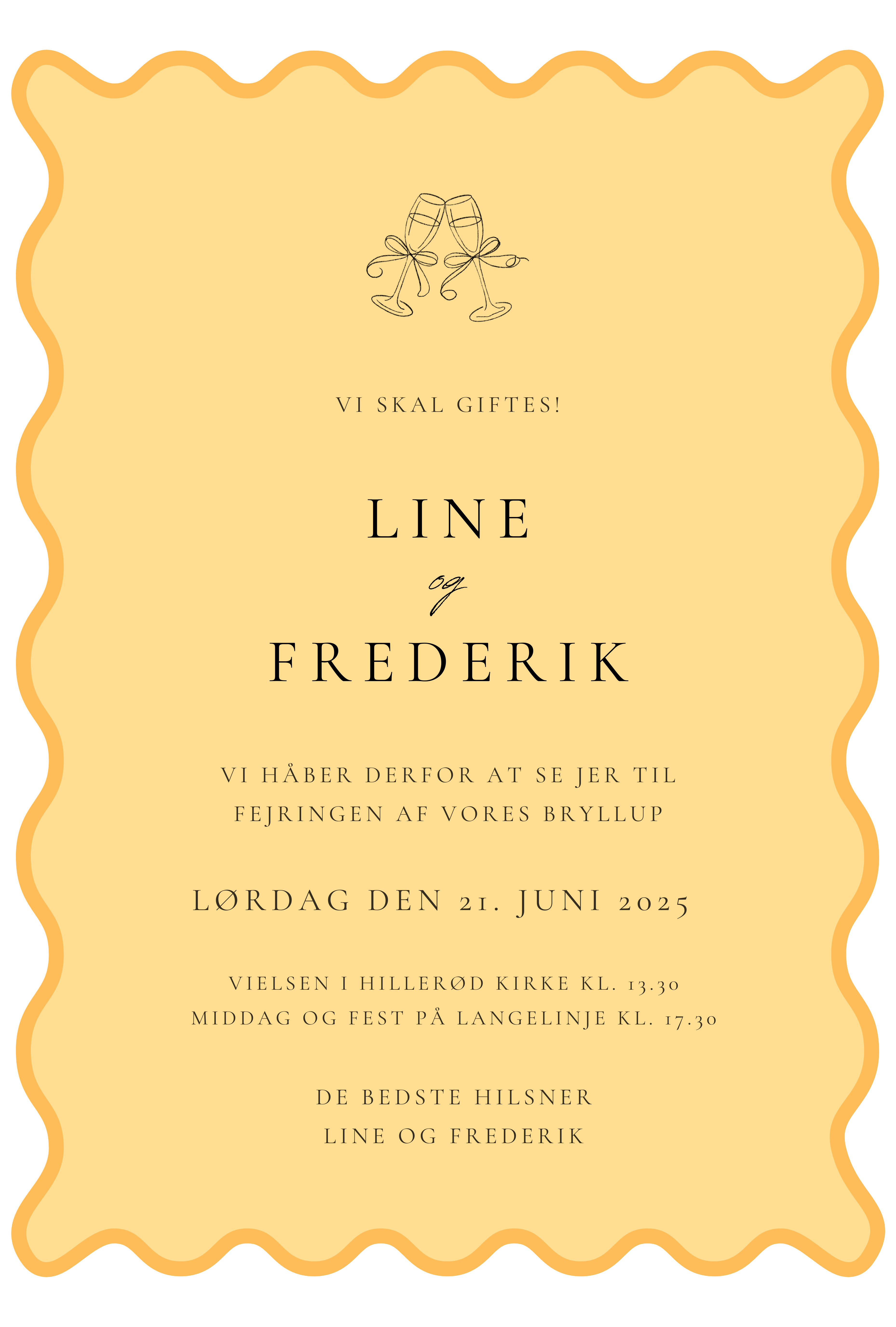 Bryllupsinvitation - Wavy Cheers Orange