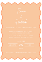 Bryllupsinvitation - Sunset Waves Orange
