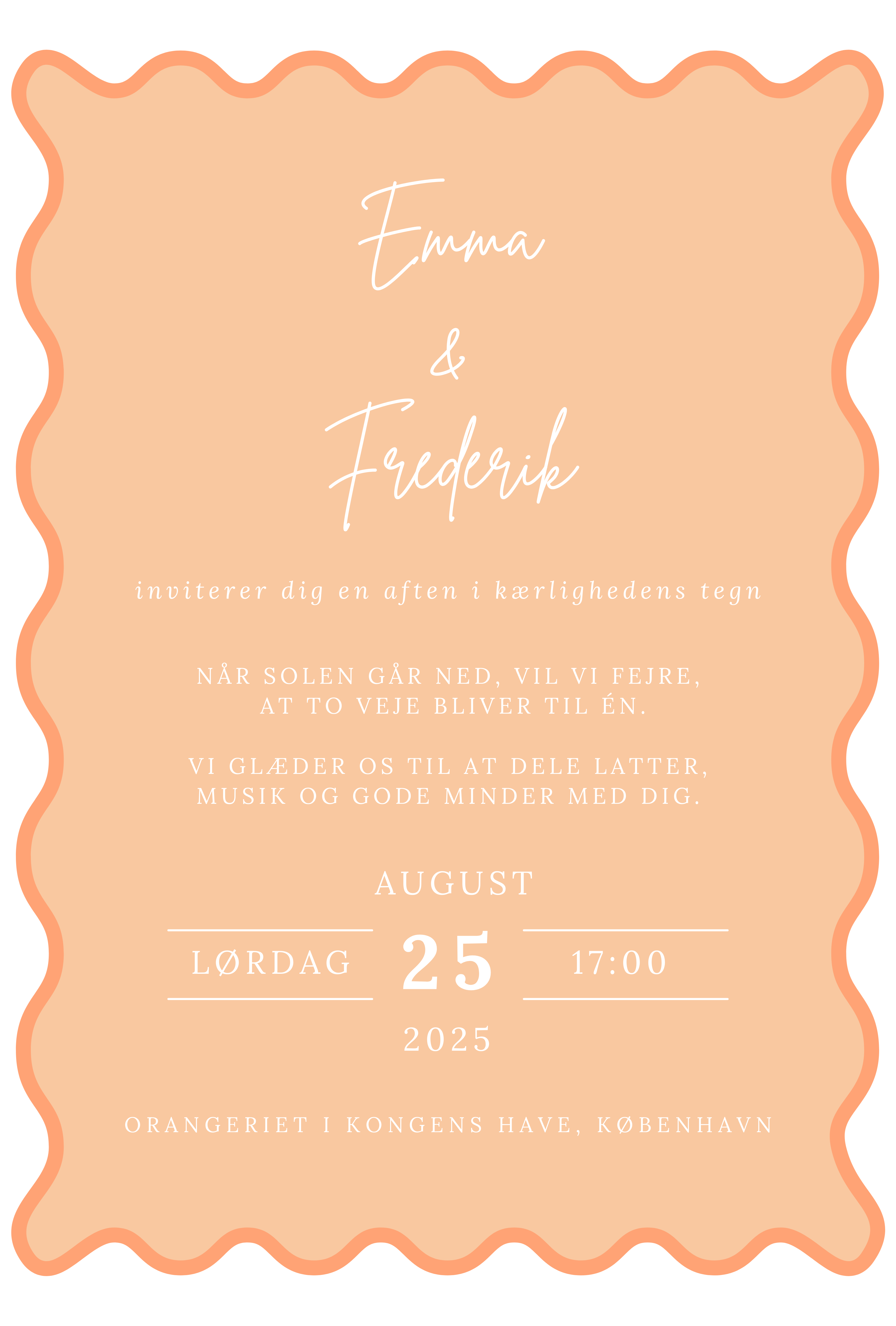 Bryllupsinvitation - Sunset Waves Orange