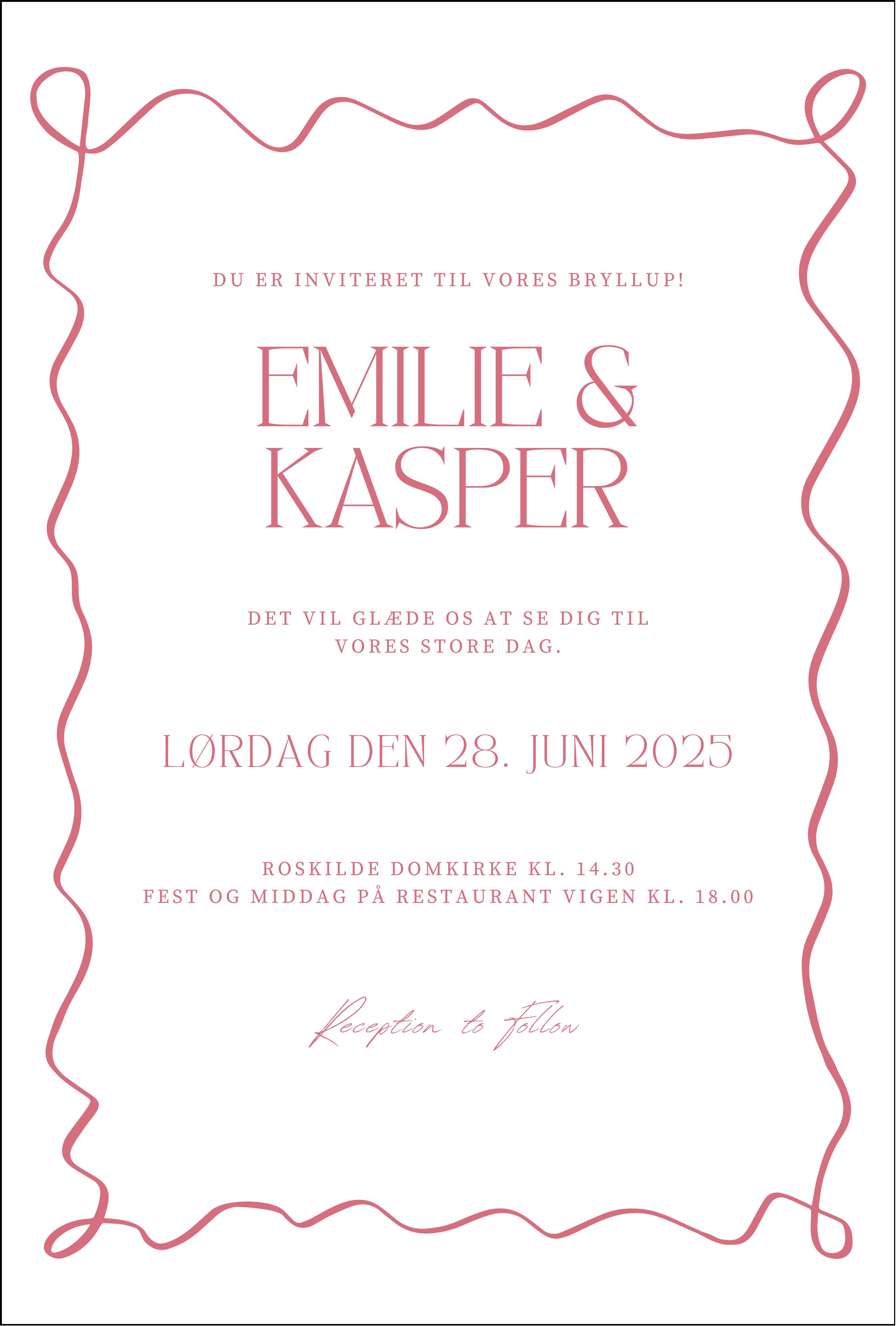 Bryllupsinvitation - Ribbon Flow Pink